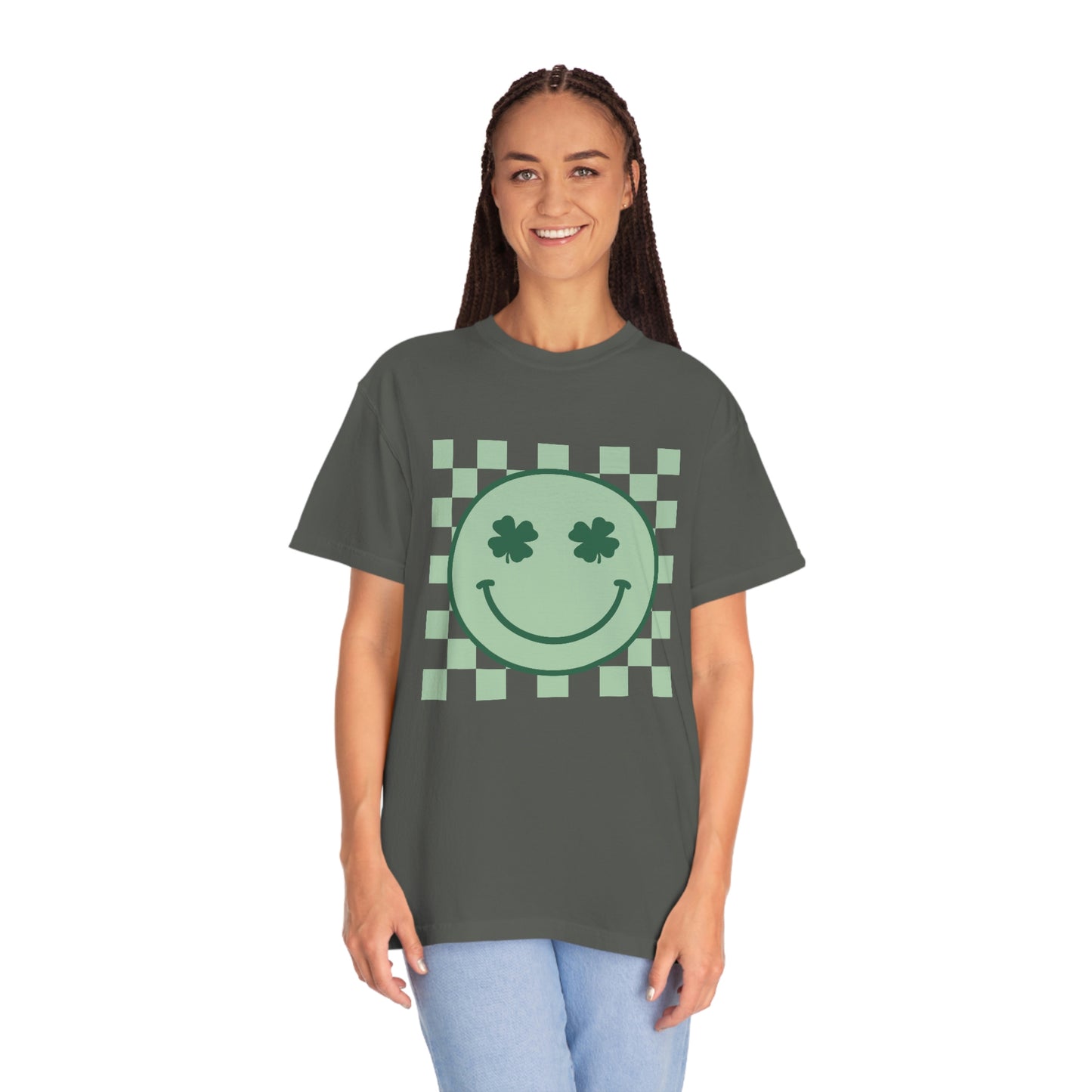 St. Patrick's Day Smiley Face Comfort Colors 1717 Unisex Garment-Dyed T-shirt