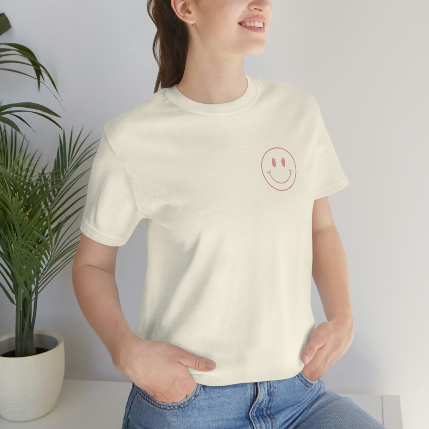 Inspirational Shirt Do what makes you happy Bella+Canvas 3001 Unisex Jersey Short Sleeve Tee Front and back