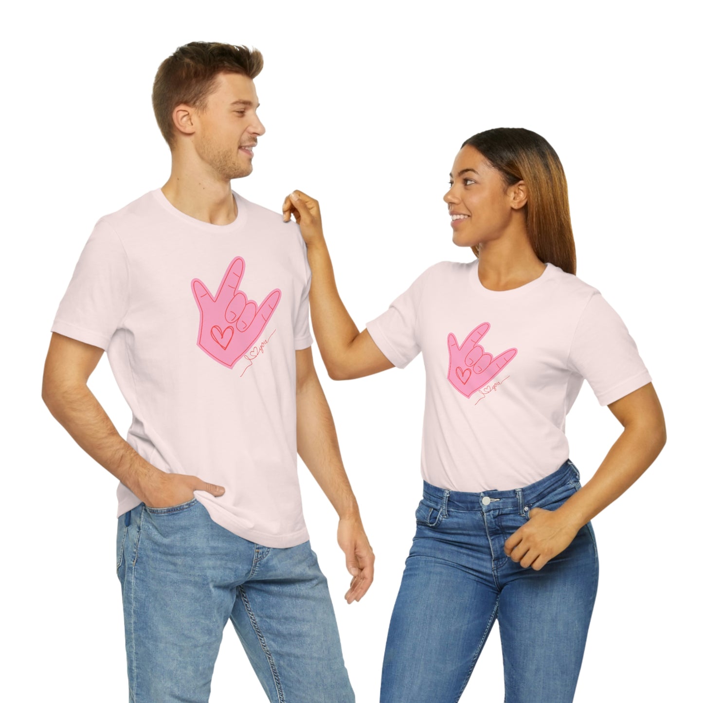 ASL Valentines I love you Bella+Canvas 3001 Unisex Jersey Short Sleeve Tee