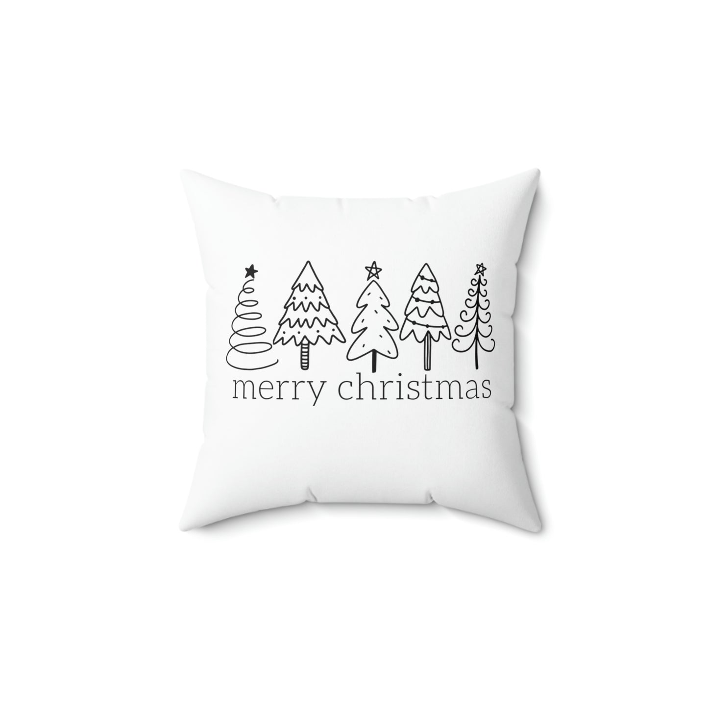 Merry Christmas Tree Spun Polyester Square Pillow Case