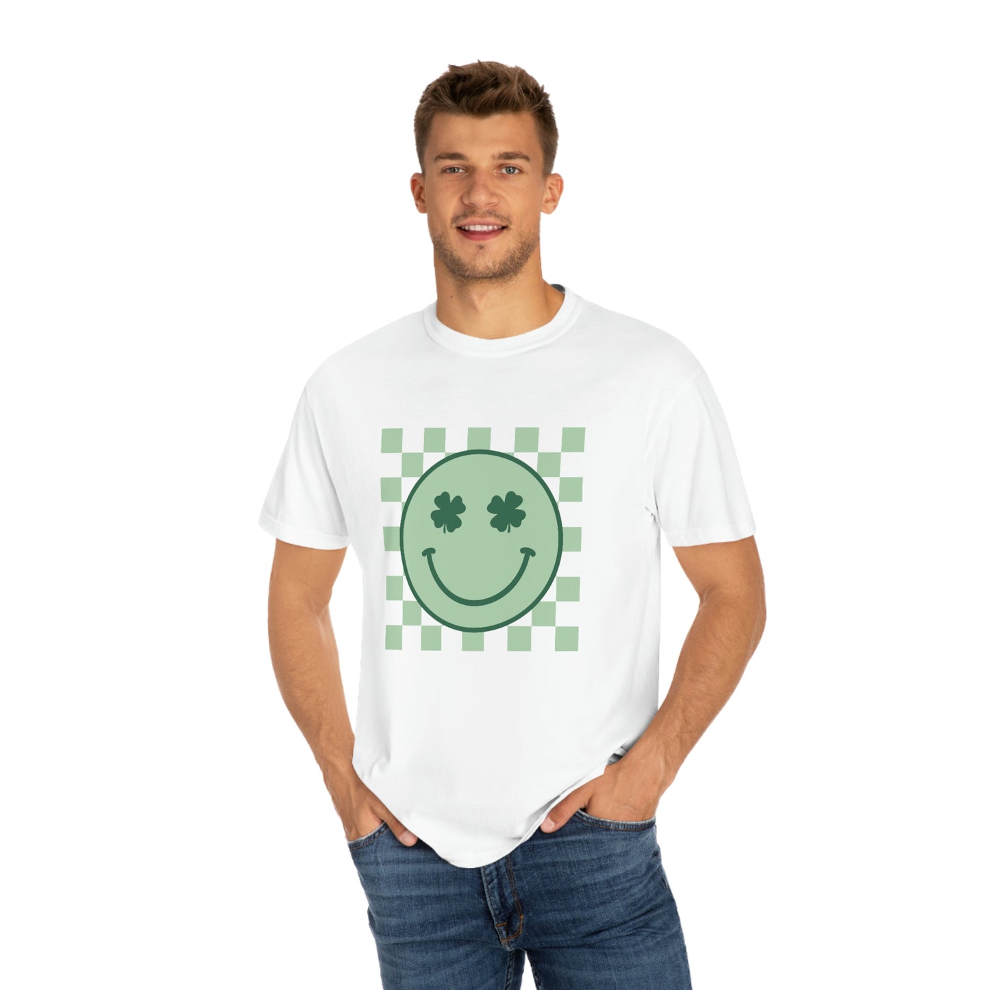 St. Patrick's Day Smiley Face Comfort Colors 1717 Unisex Garment-Dyed T-shirt