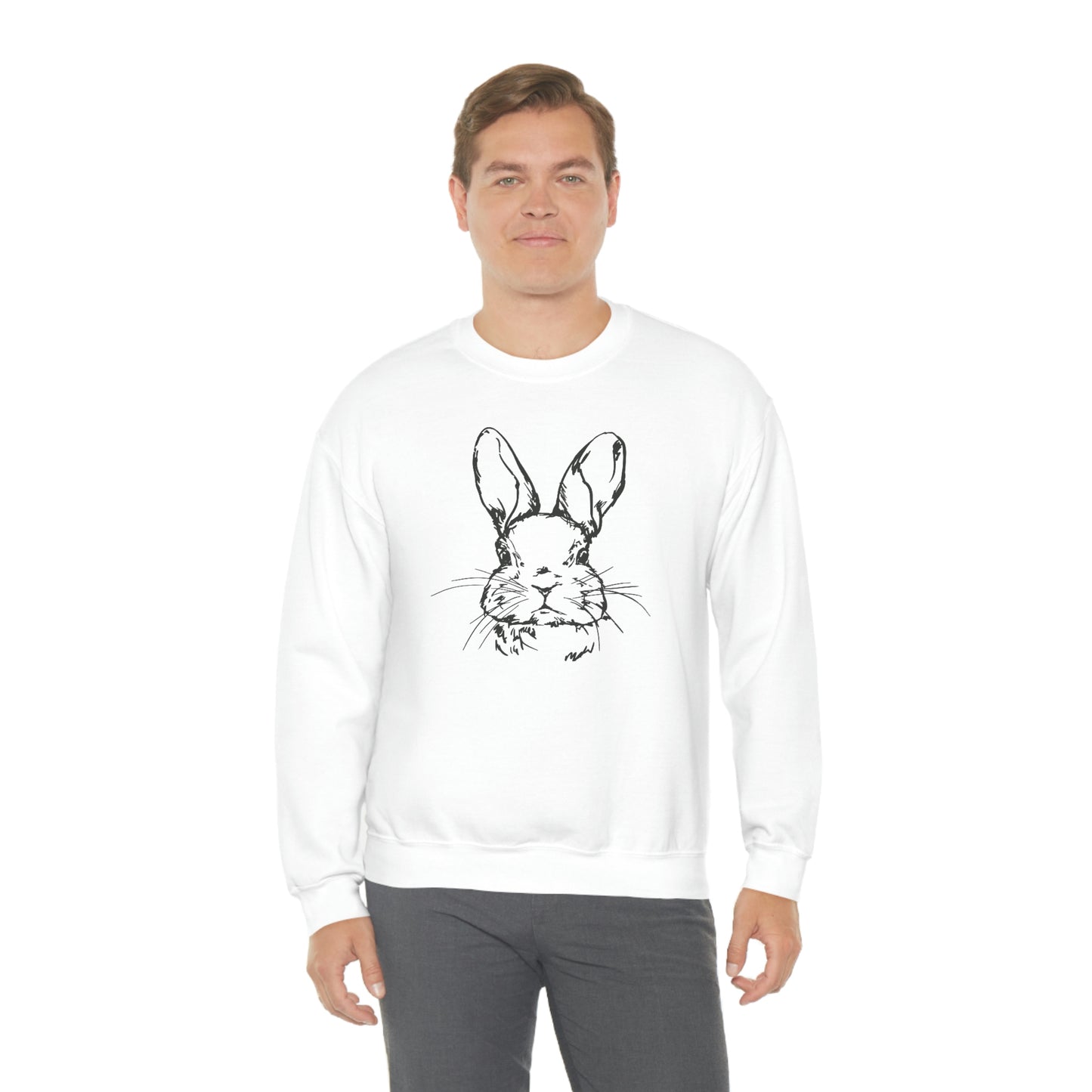 Happy Easter Spring Bunny Gildan 18000 Unisex Heavy Blend Crewneck Sweatshirt