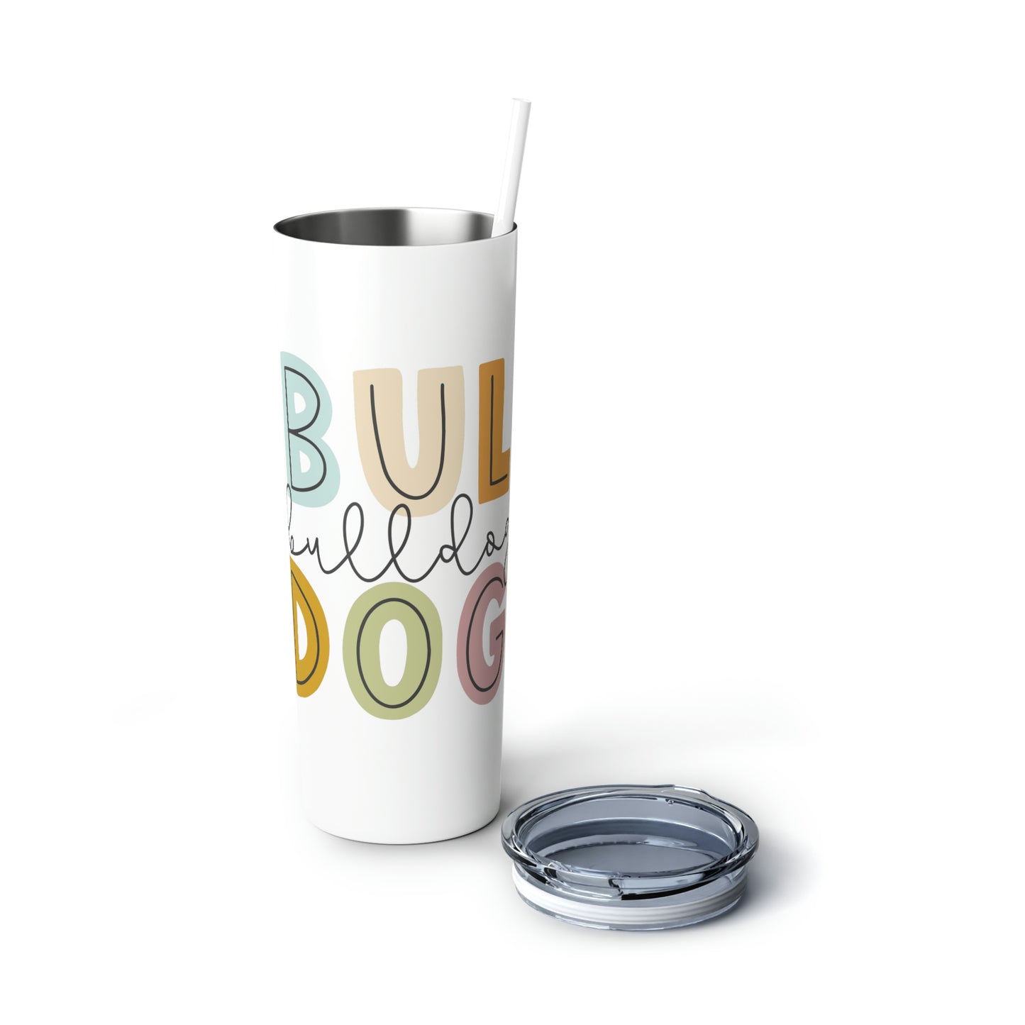 Bulldogs Colorful Skinny Steel Tumbler with Straw, 20oz