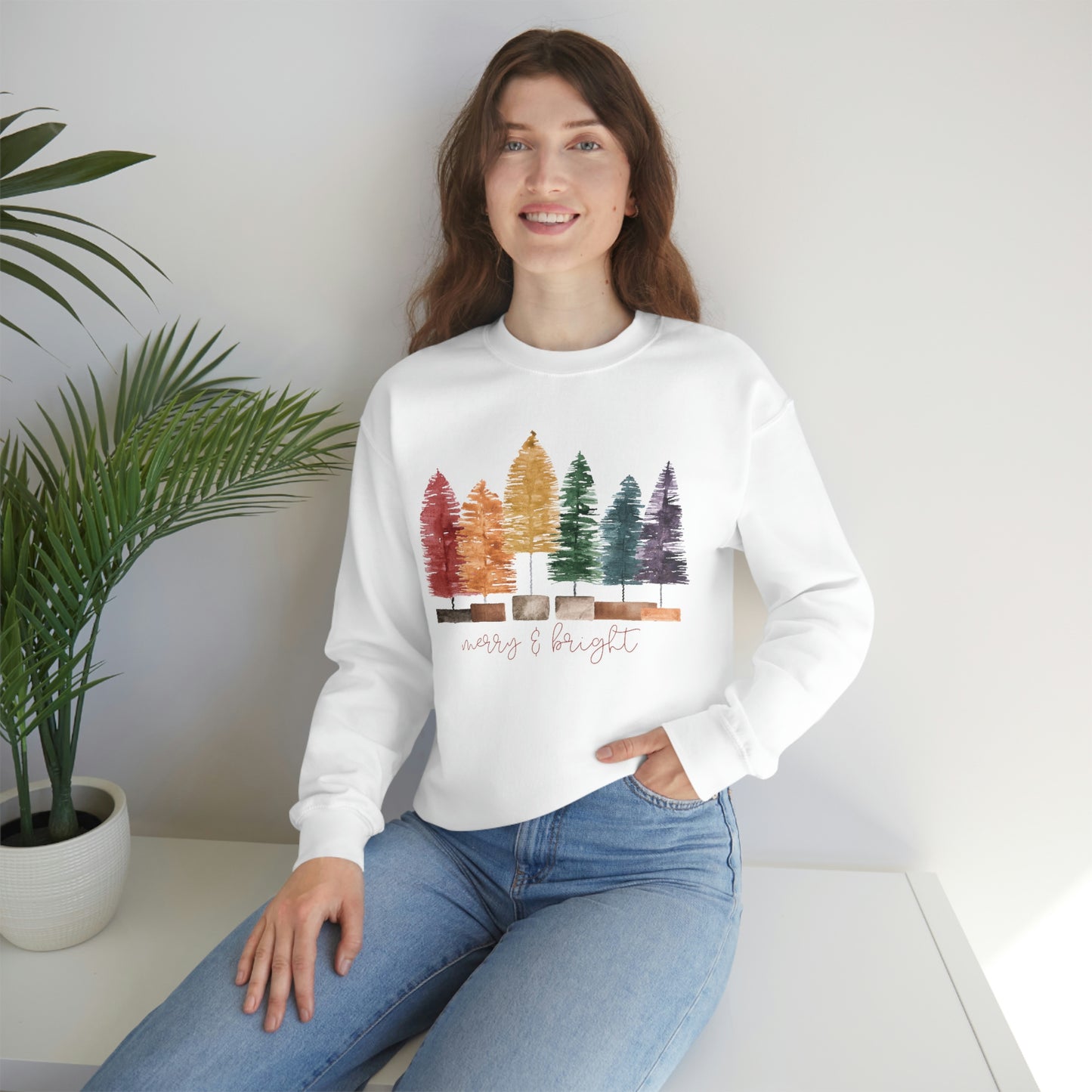 Christmas bottle brush tree Unisex Heavy Blend Crewneck Sweatshirt