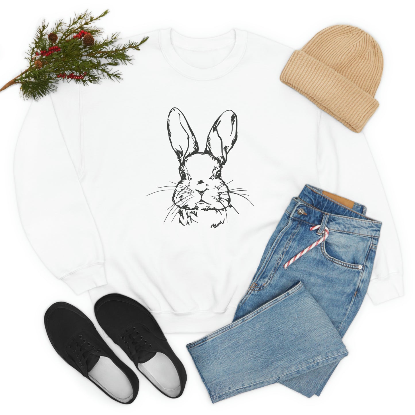 Happy Easter Spring Bunny Gildan 18000 Unisex Heavy Blend Crewneck Sweatshirt