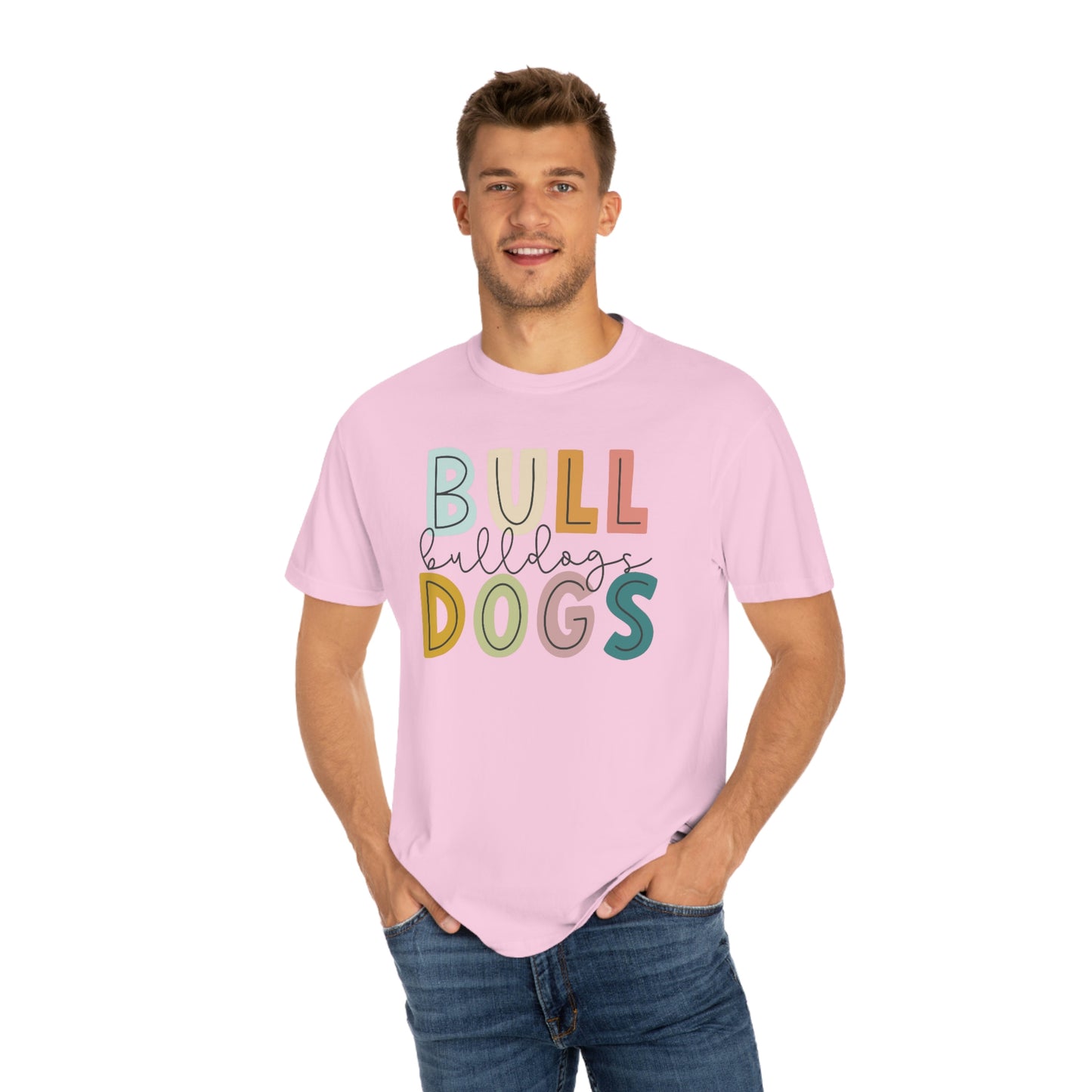 Bulldogs Colorful Spirit Wear Comfort Colors 1717 Unisex Garment-Dyed T-shirt