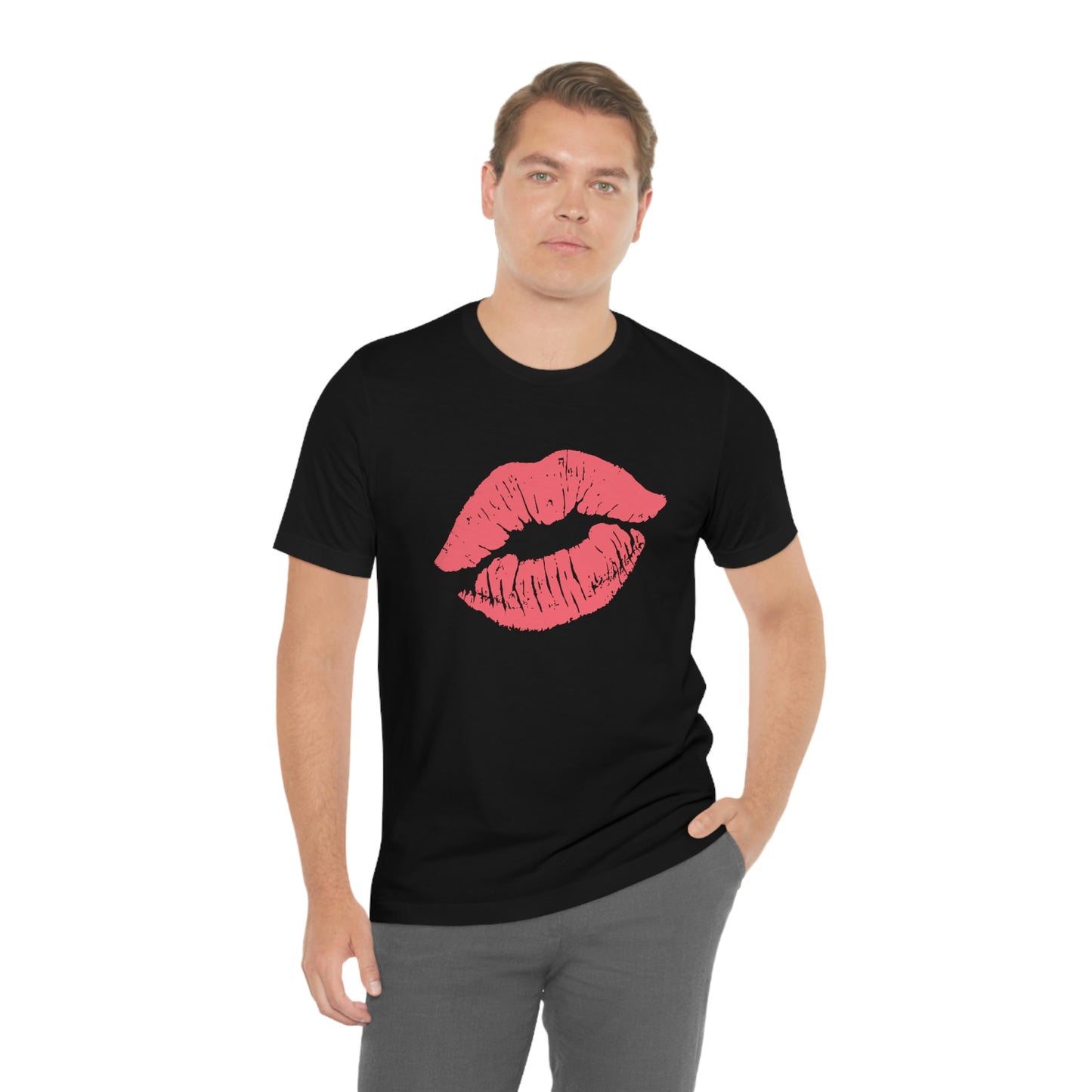 Valentine Kissy Lips Unisex Jersey Short Sleeve Tee