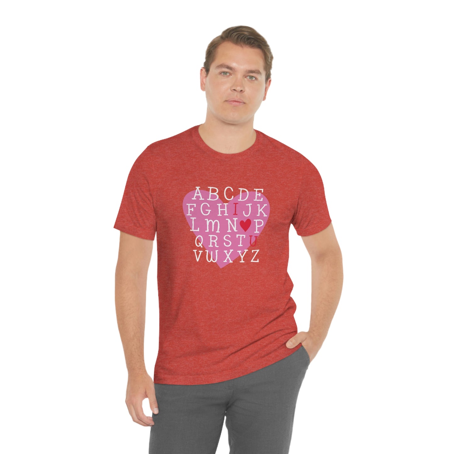 Alphabet Valentine's Day Bella+Canvas 3001 Unisex Jersey Short Sleeve Tee