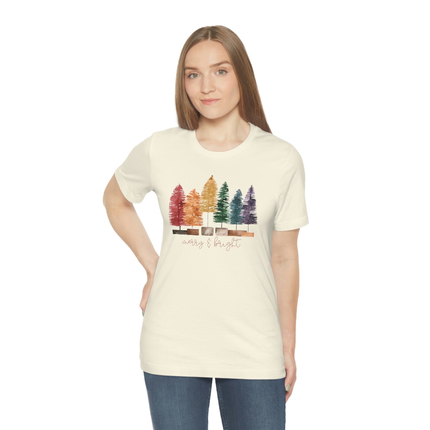 Christmas bottle brush trees Unisex Jersey Short Sleeve Tee