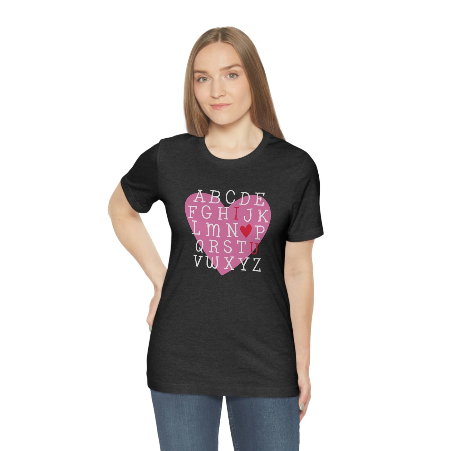 Alphabet Valentine's Day Bella+Canvas 3001 Unisex Jersey Short Sleeve Tee