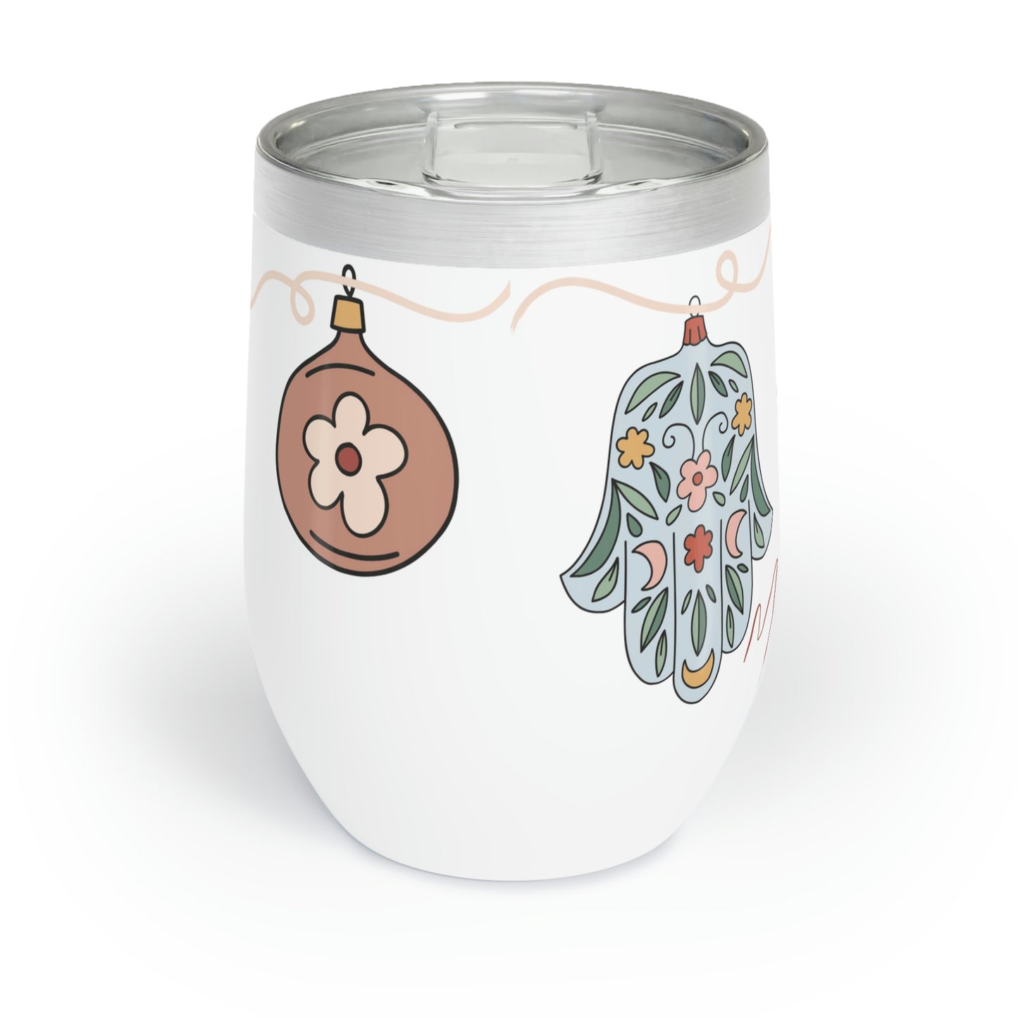 Retro Ornament Merry Christmas Chill Wine Tumbler