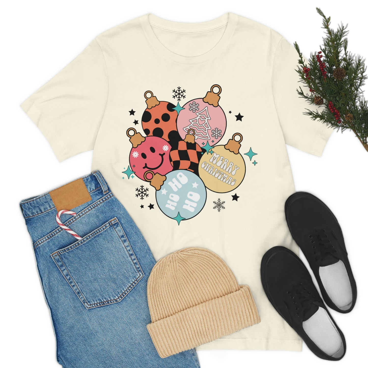 Retro Christmas Ornament Women's Bella+Canvas Short Sleeve Tee