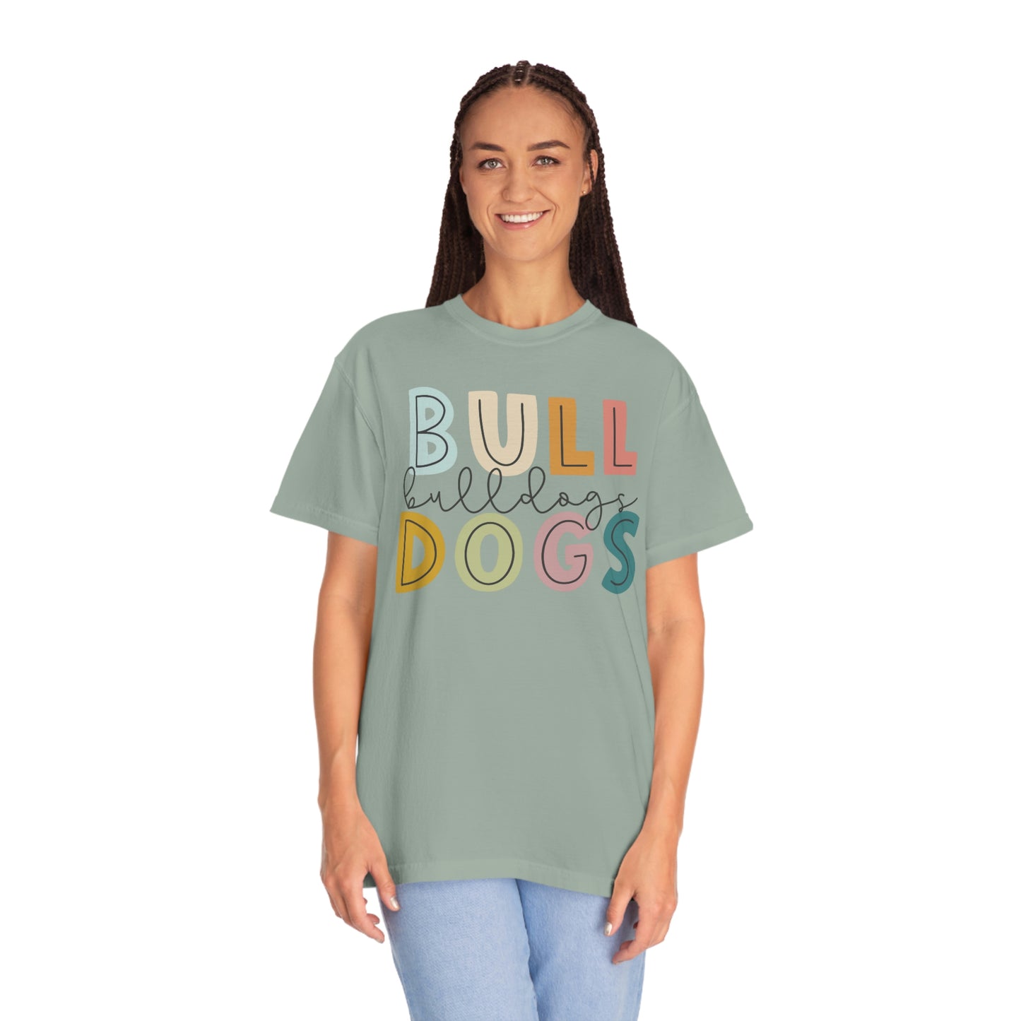 Bulldogs Colorful Spirit Wear Comfort Colors 1717 Unisex Garment-Dyed T-shirt