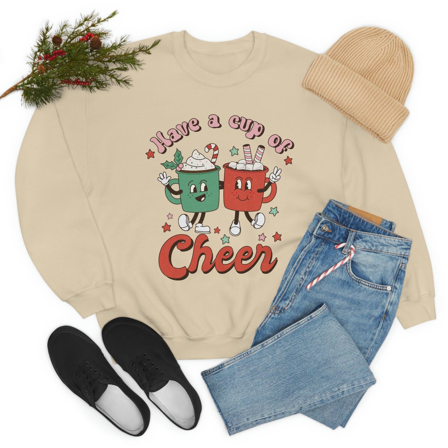 Have a Cup of Cheer Retro Christmas Shirt Unisex Heavy Blend Crewneck Sweatshirt