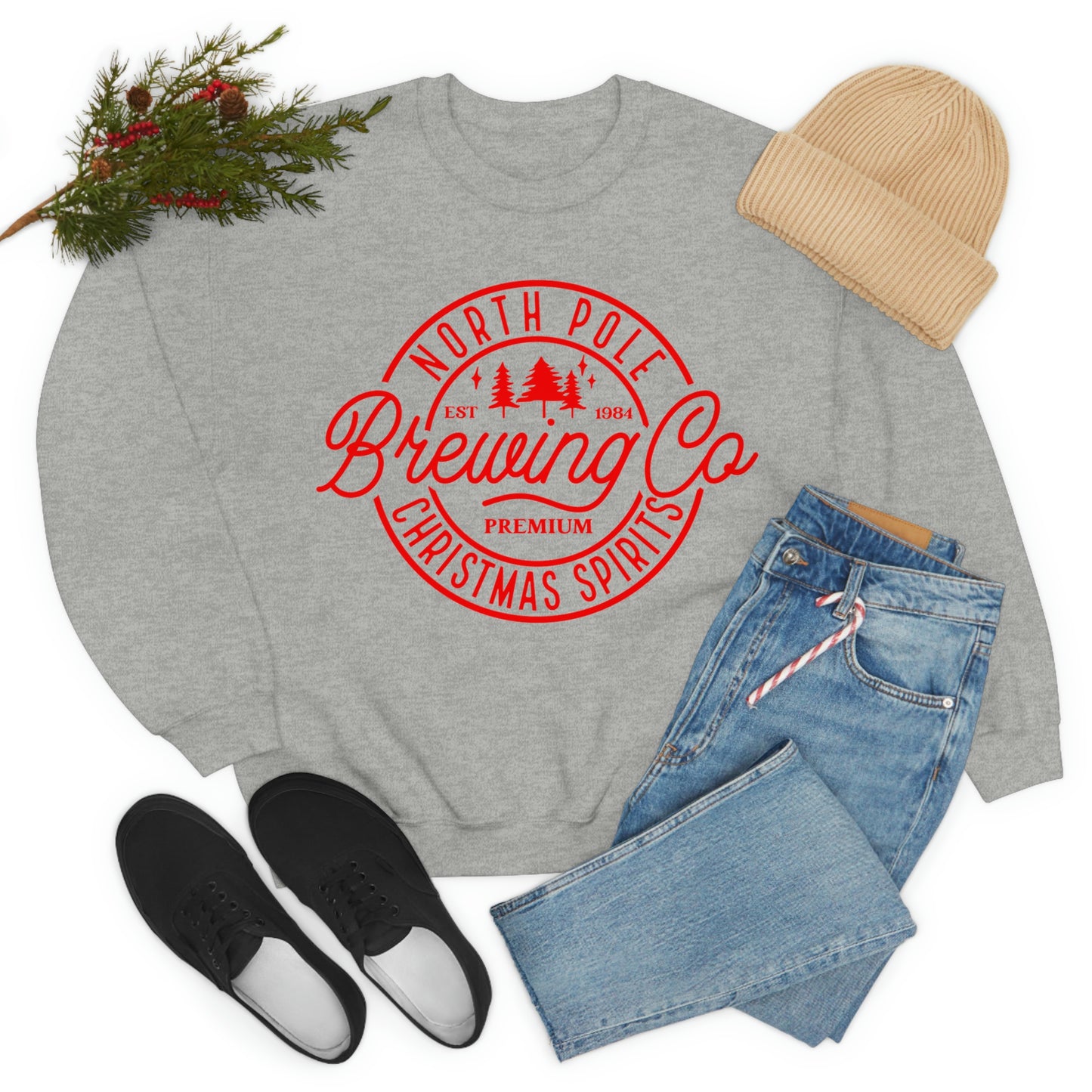 Christmas North Pole Brewing Company Heavy Blend Crewneck Sweatshirt