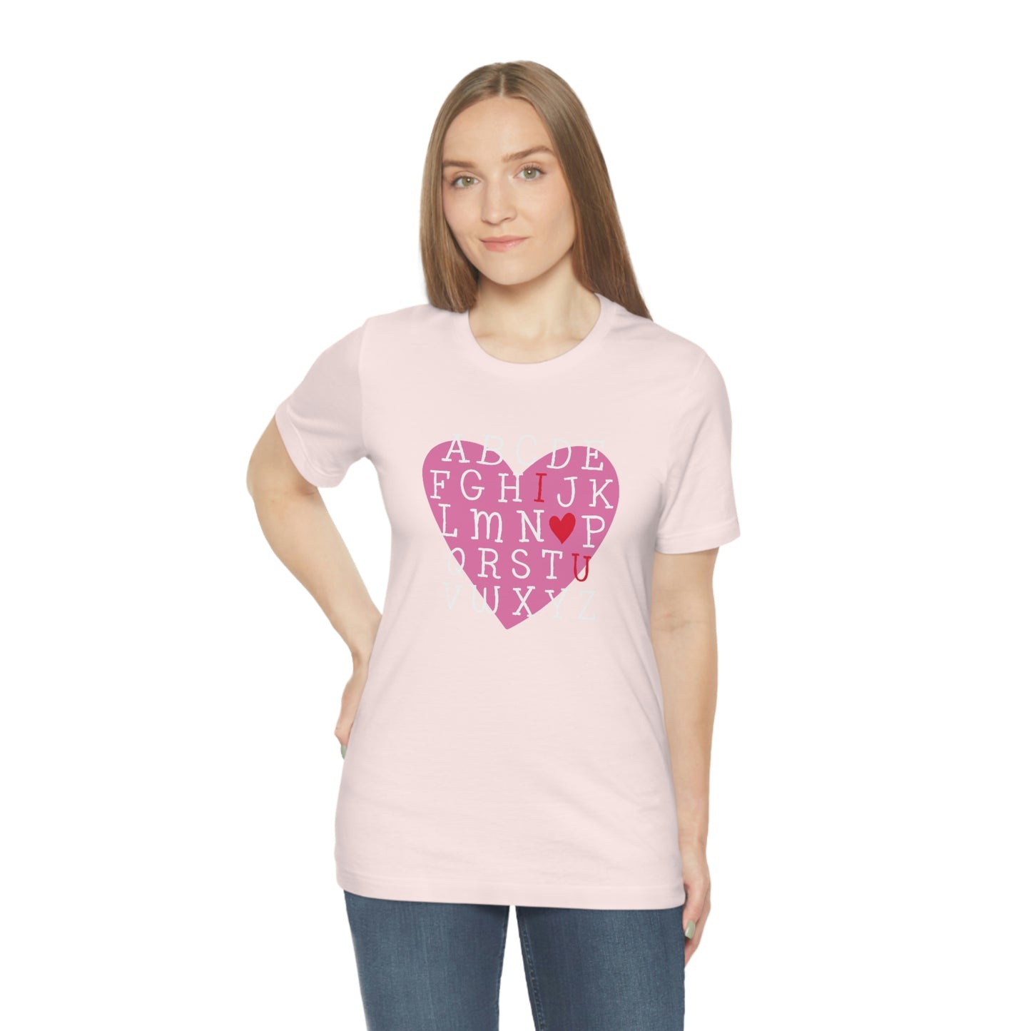 Alphabet Valentine's Day Bella+Canvas 3001 Unisex Jersey Short Sleeve Tee