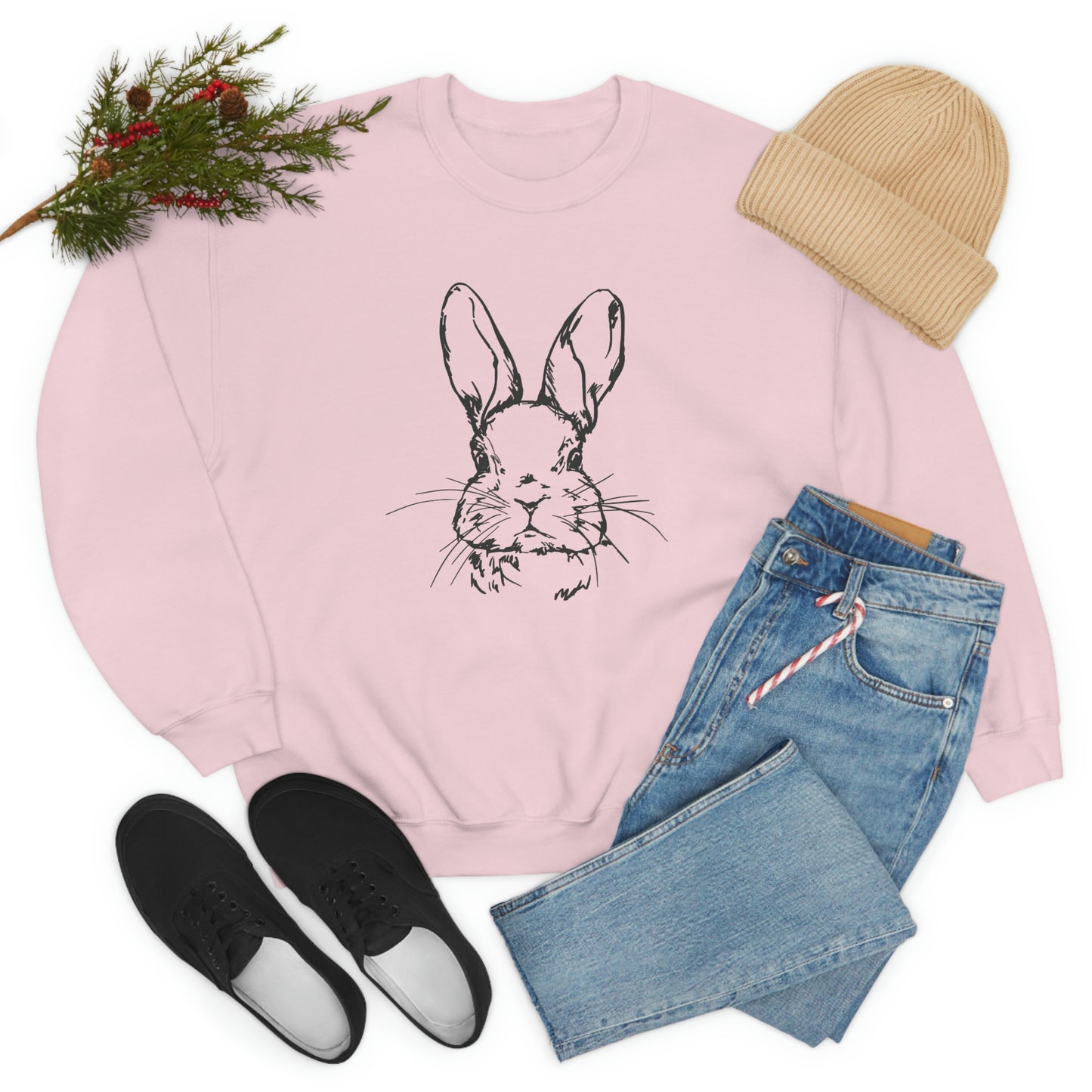 Happy Easter Spring Bunny Gildan 18000 Unisex Heavy Blend Crewneck Sweatshirt