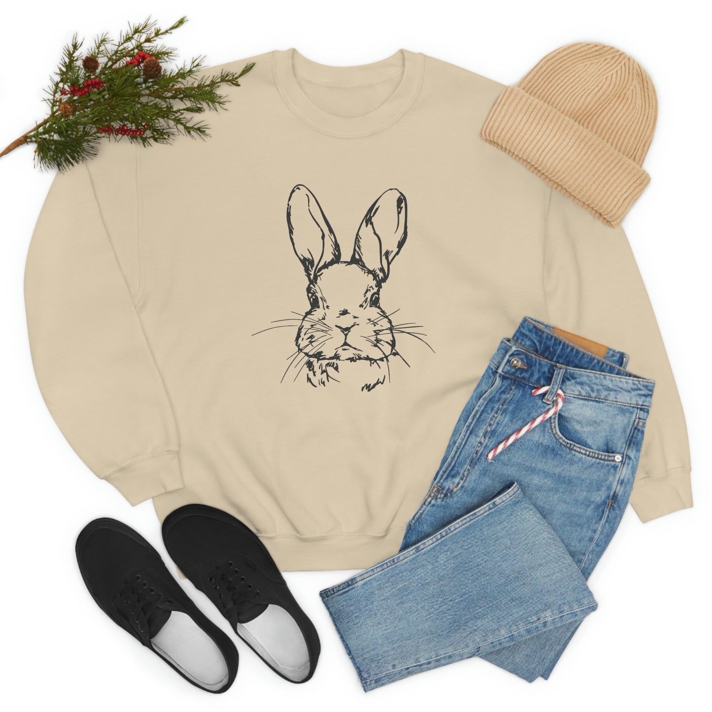 Happy Easter Spring Bunny Gildan 18000 Unisex Heavy Blend Crewneck Sweatshirt