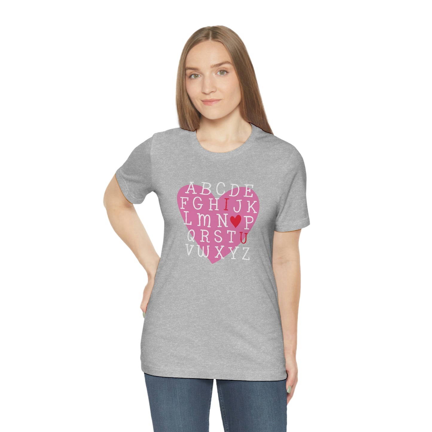 Alphabet Valentine's Day Bella+Canvas 3001 Unisex Jersey Short Sleeve Tee