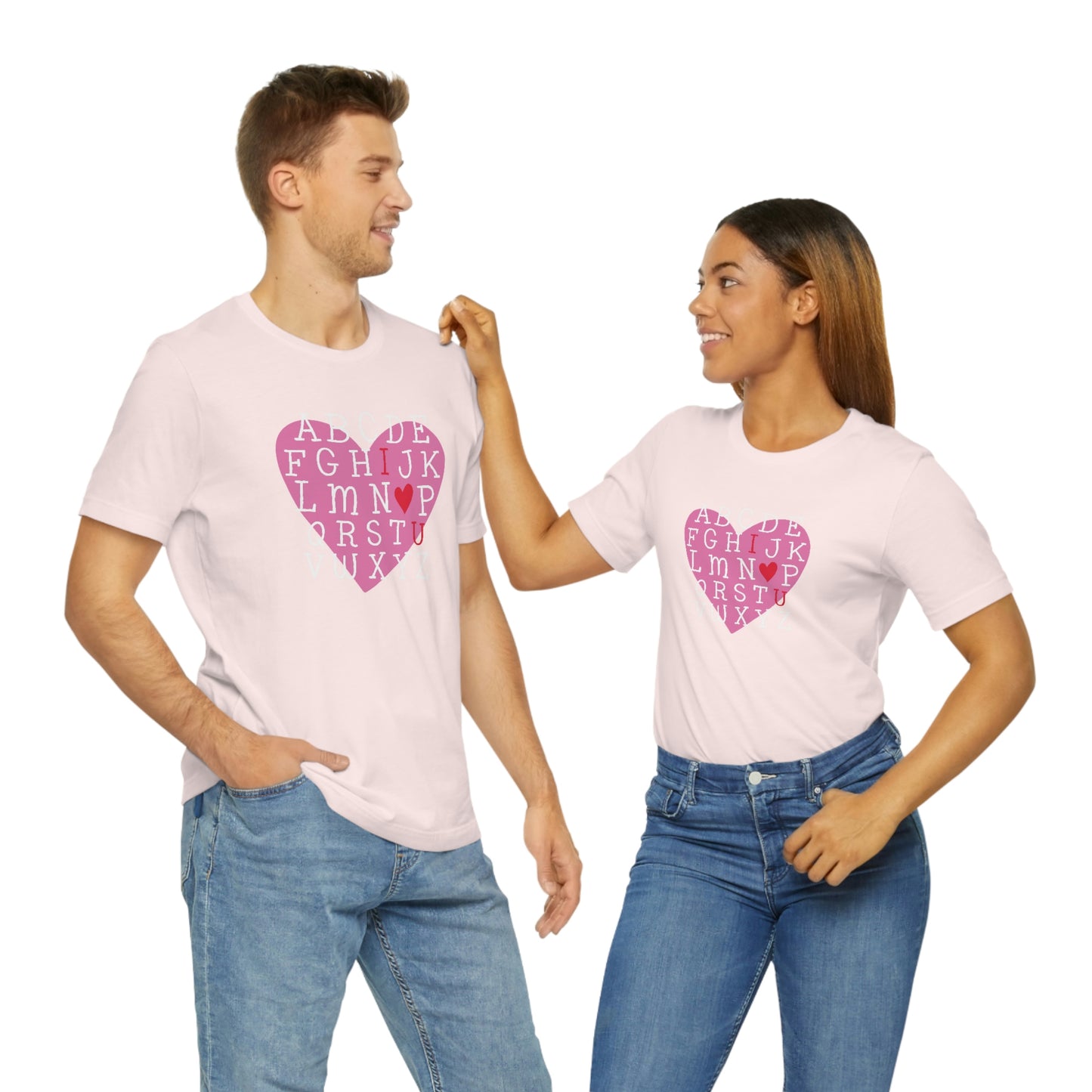 Alphabet Valentine's Day Bella+Canvas 3001 Unisex Jersey Short Sleeve Tee