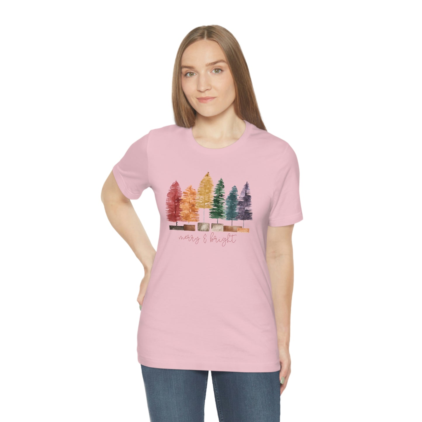 Christmas bottle brush trees Unisex Jersey Short Sleeve Tee