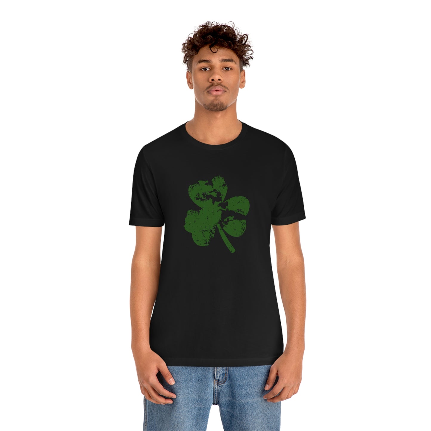 St. Patrick's Day Distressed Shamrock Bella+Canvas 3001 Unisex Jersey Short Sleeve Tee