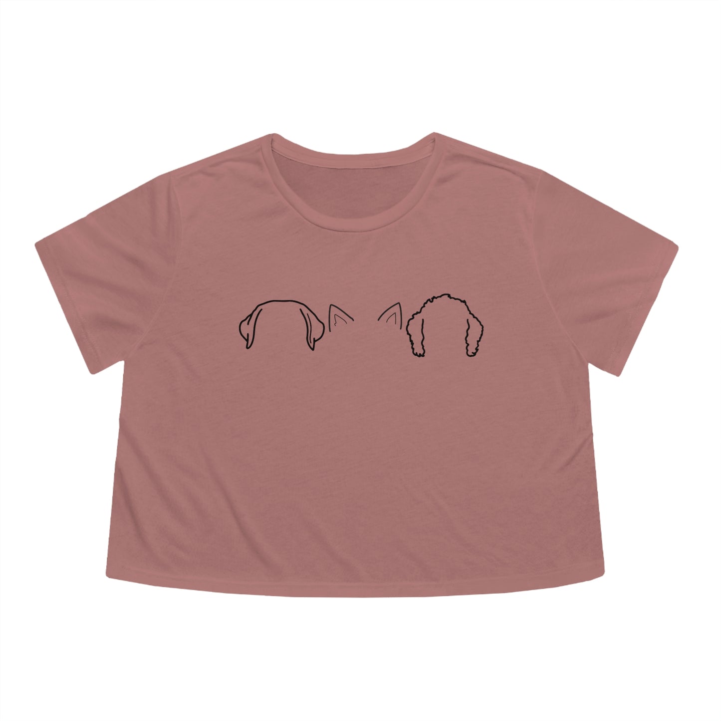 TORI Custom Dog/Cat Ears outline Bella+Canvas Women's Flowy Cropped Tee