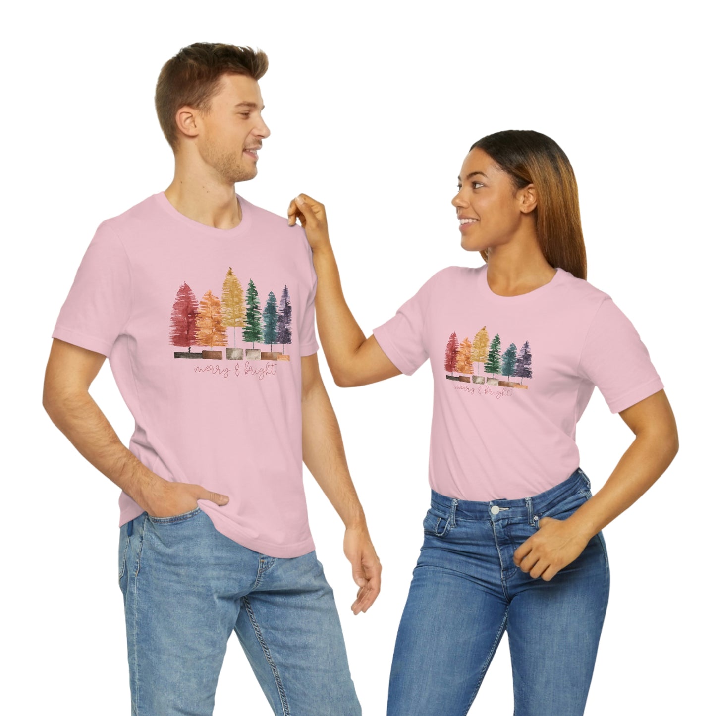 Christmas bottle brush trees Unisex Jersey Short Sleeve Tee