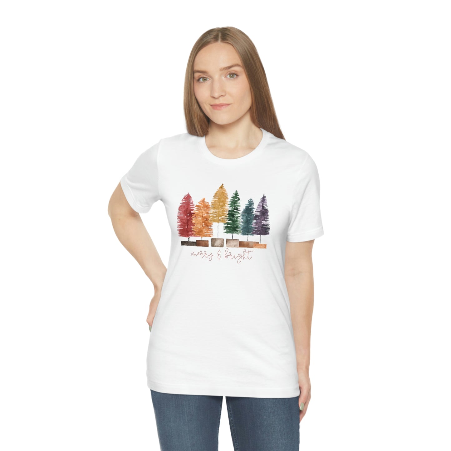 Christmas bottle brush trees Unisex Jersey Short Sleeve Tee