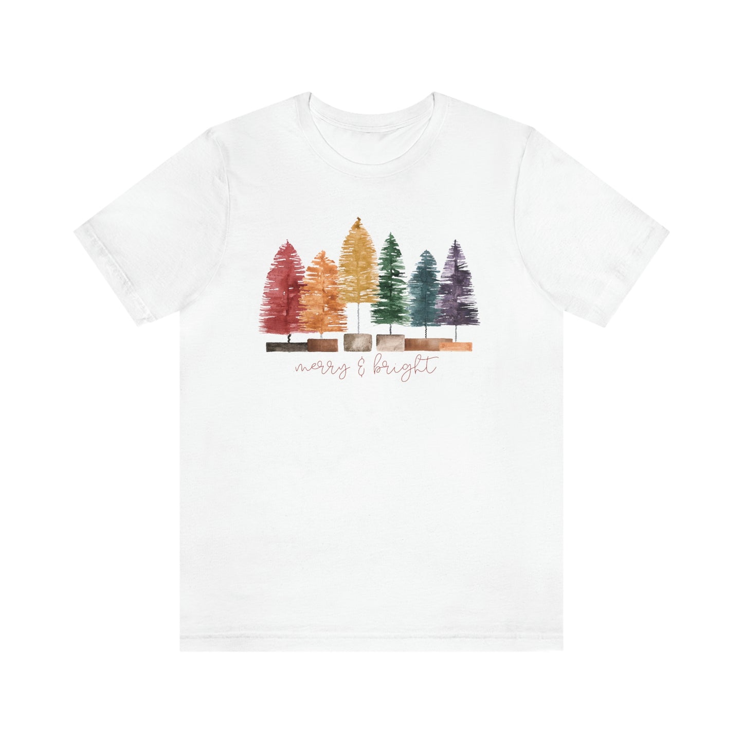 Christmas bottle brush trees Unisex Jersey Short Sleeve Tee