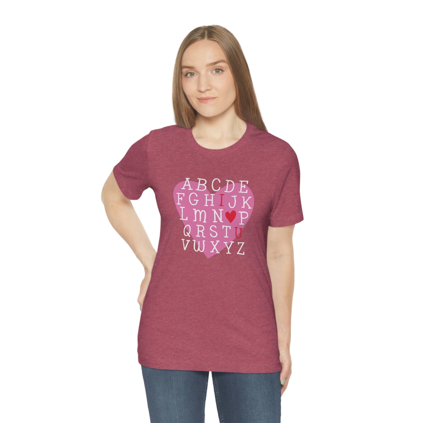 Alphabet Valentine's Day Bella+Canvas 3001 Unisex Jersey Short Sleeve Tee