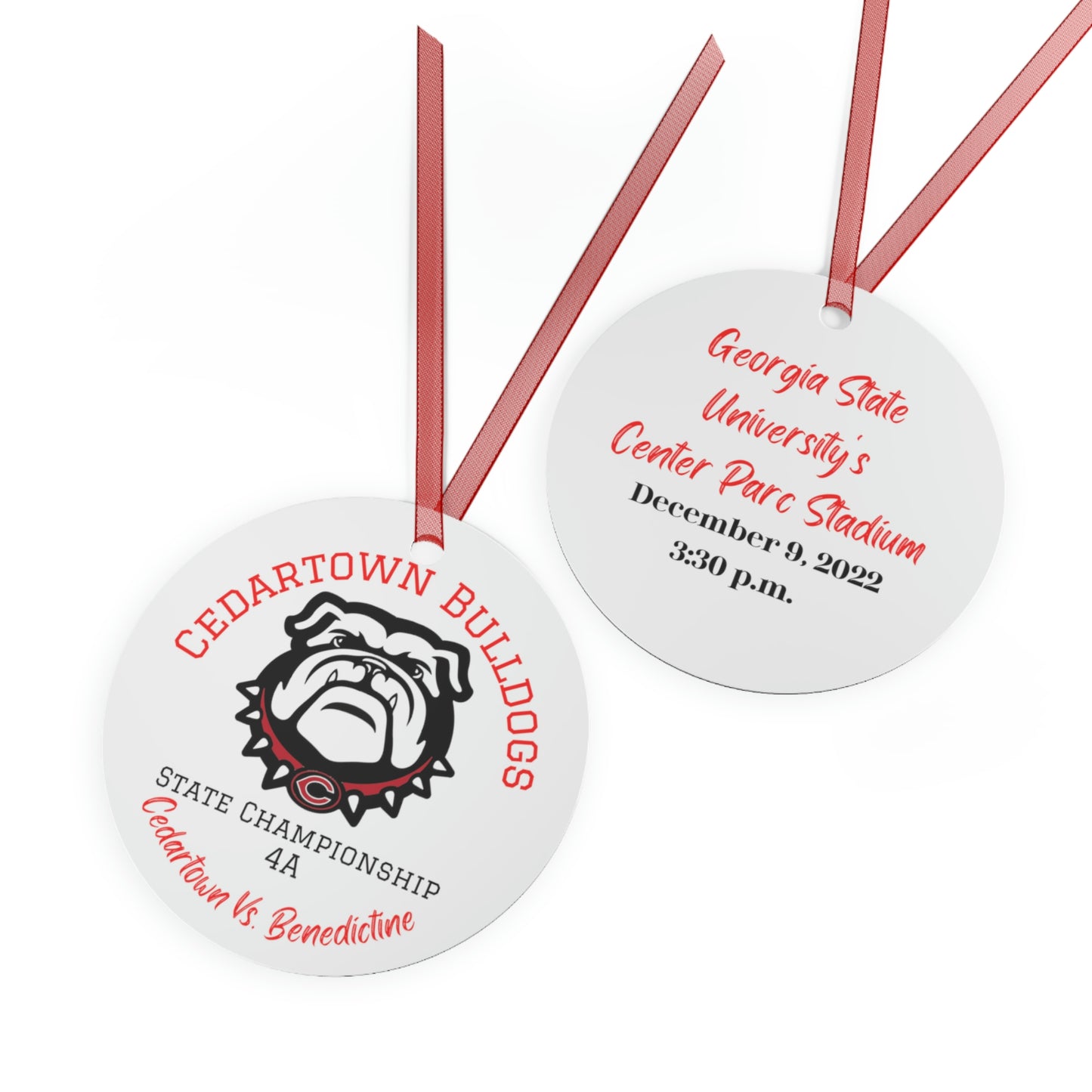 CHS Bulldogs Football State Championship Christmas Ornament Metal Ornaments