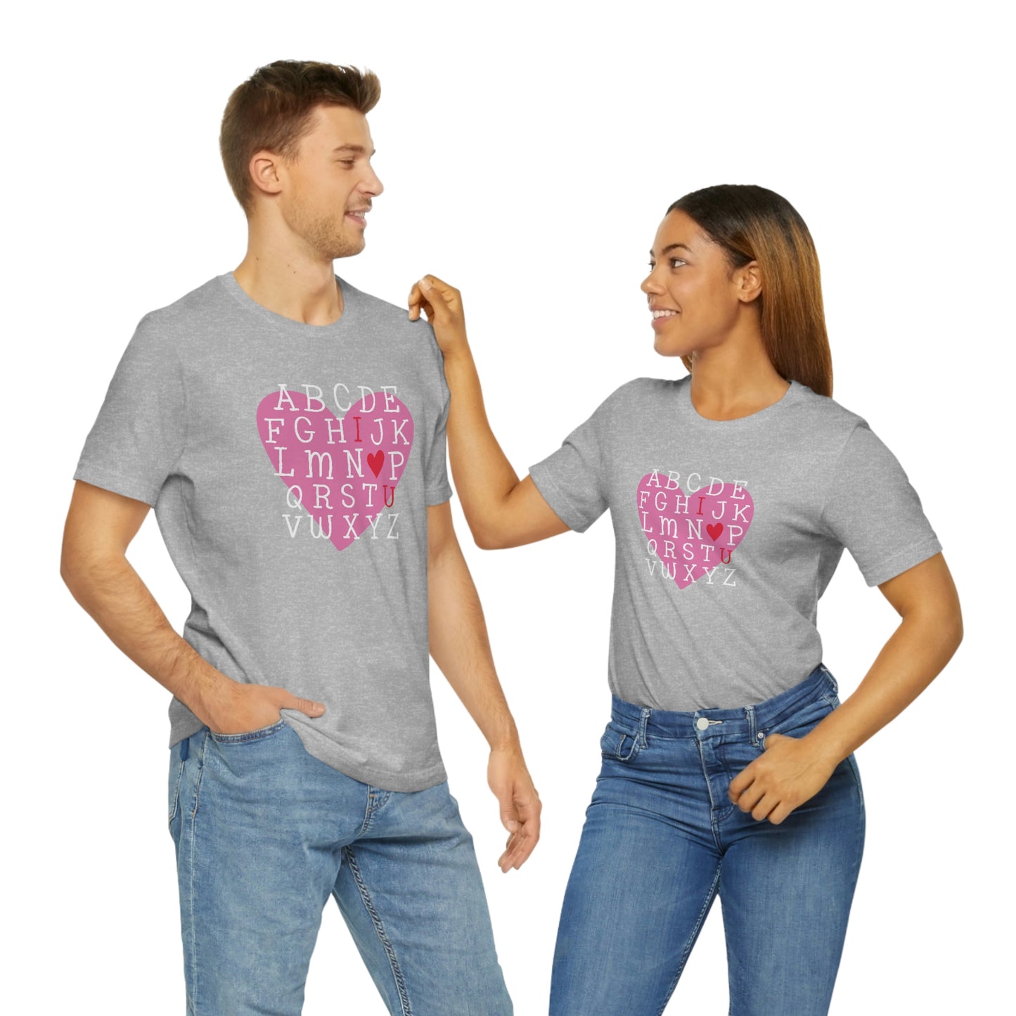 Alphabet Valentine's Day Bella+Canvas 3001 Unisex Jersey Short Sleeve Tee