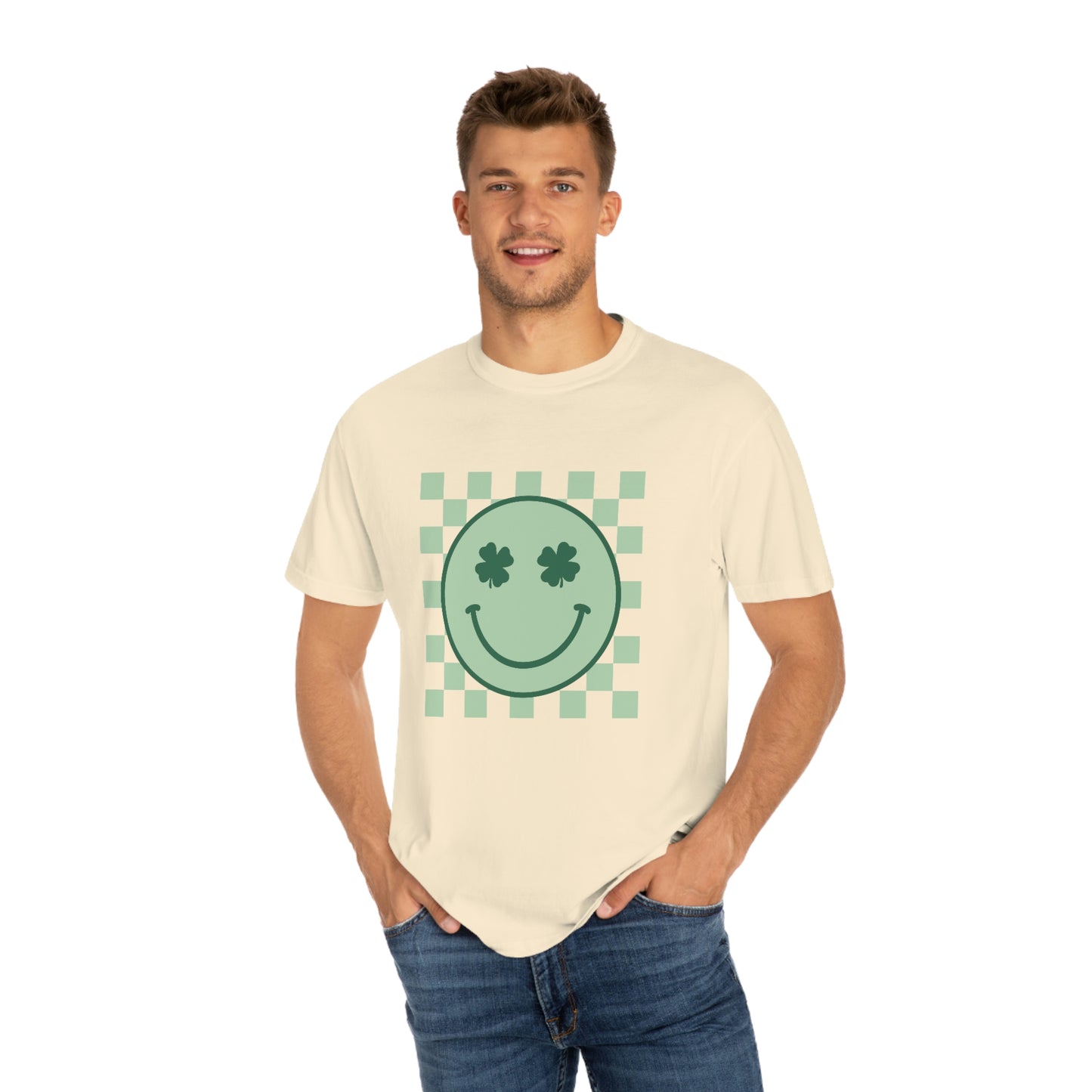 St. Patrick's Day Smiley Face Comfort Colors 1717 Unisex Garment-Dyed T-shirt