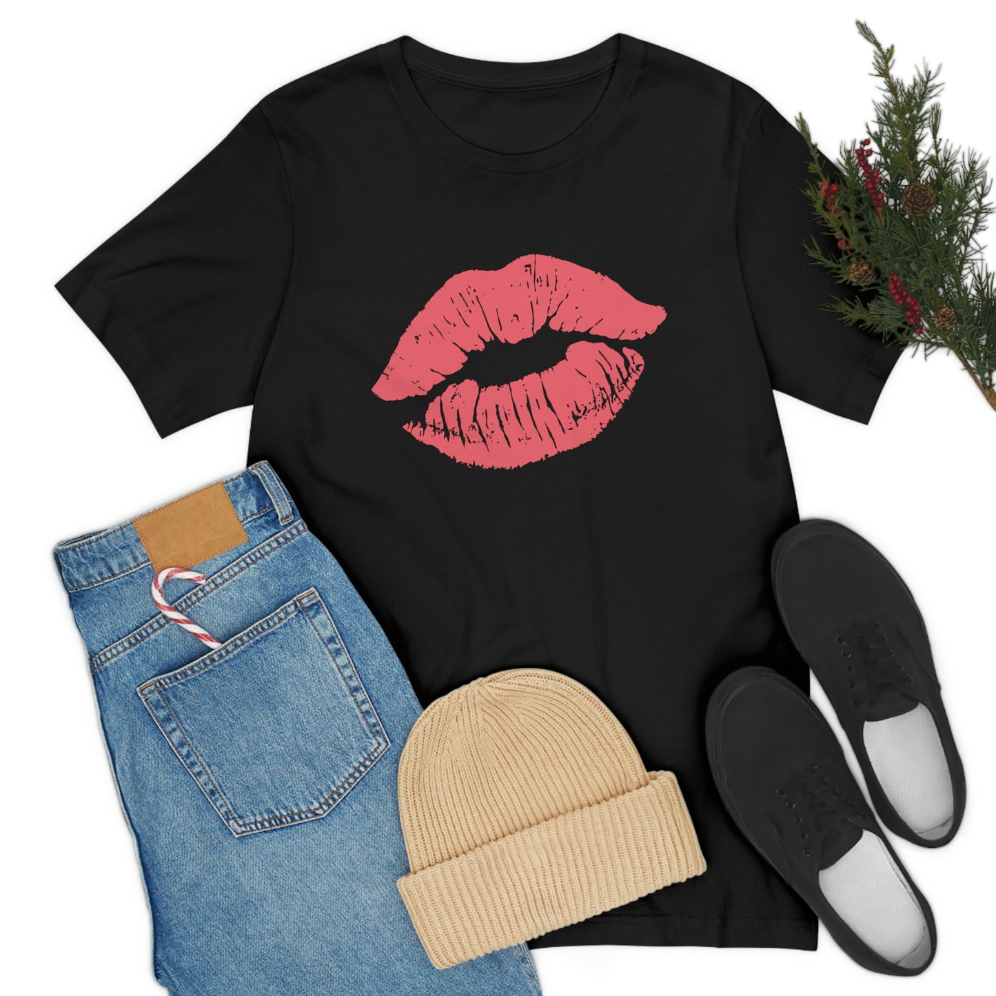 Valentine Kissy Lips Unisex Jersey Short Sleeve Tee