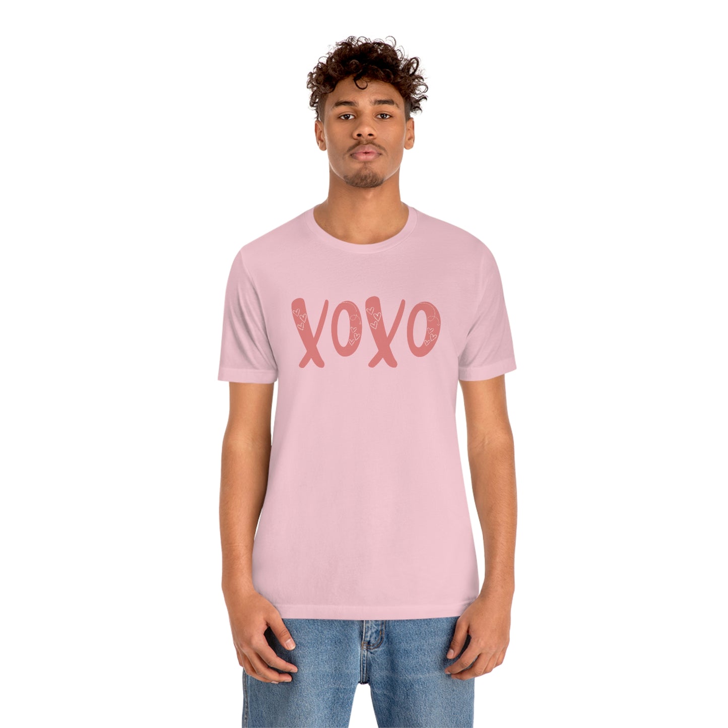 XOXO with hearts Valentine Women's Unisex Jersey Short Sleeve Tee