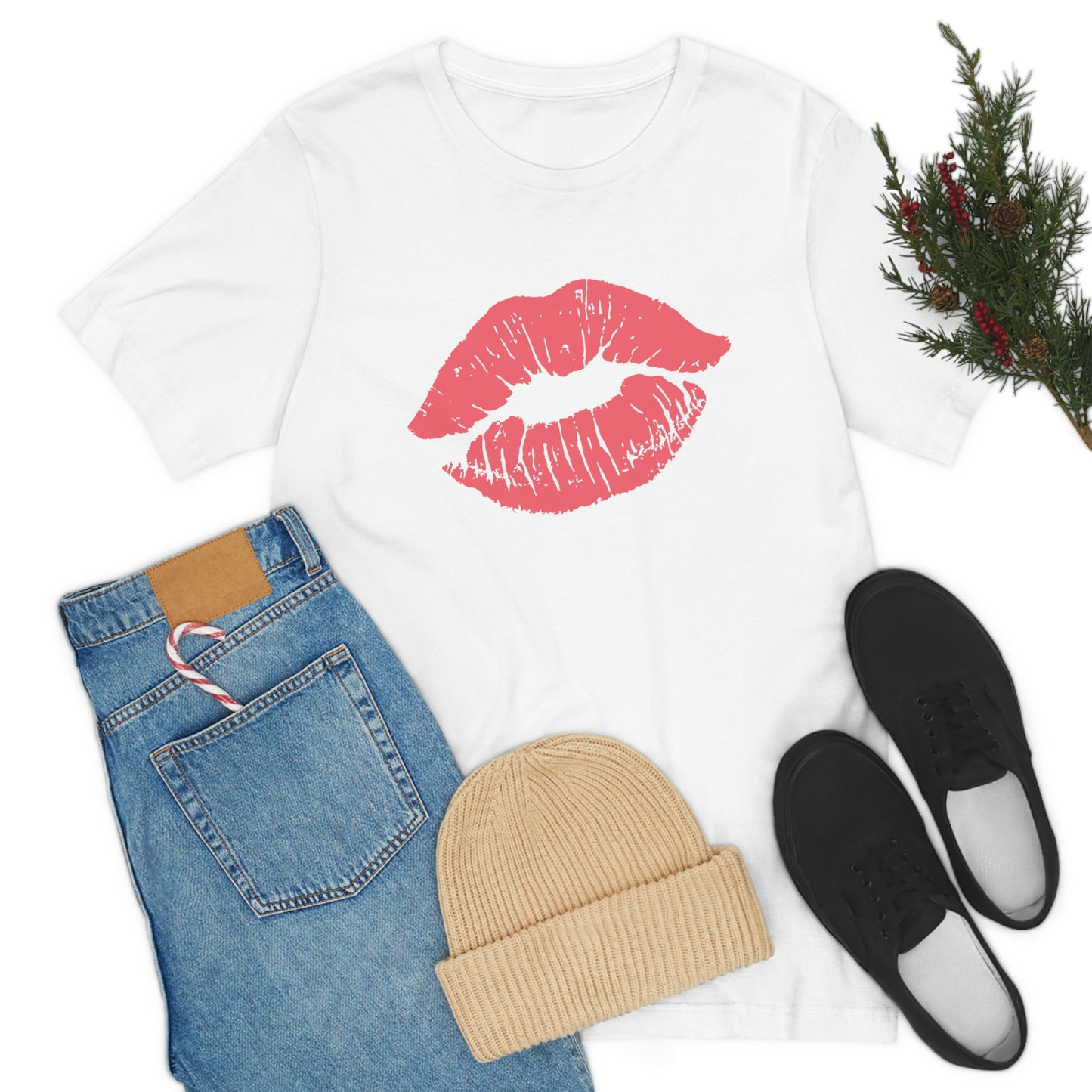 Valentine Kissy Lips Unisex Jersey Short Sleeve Tee