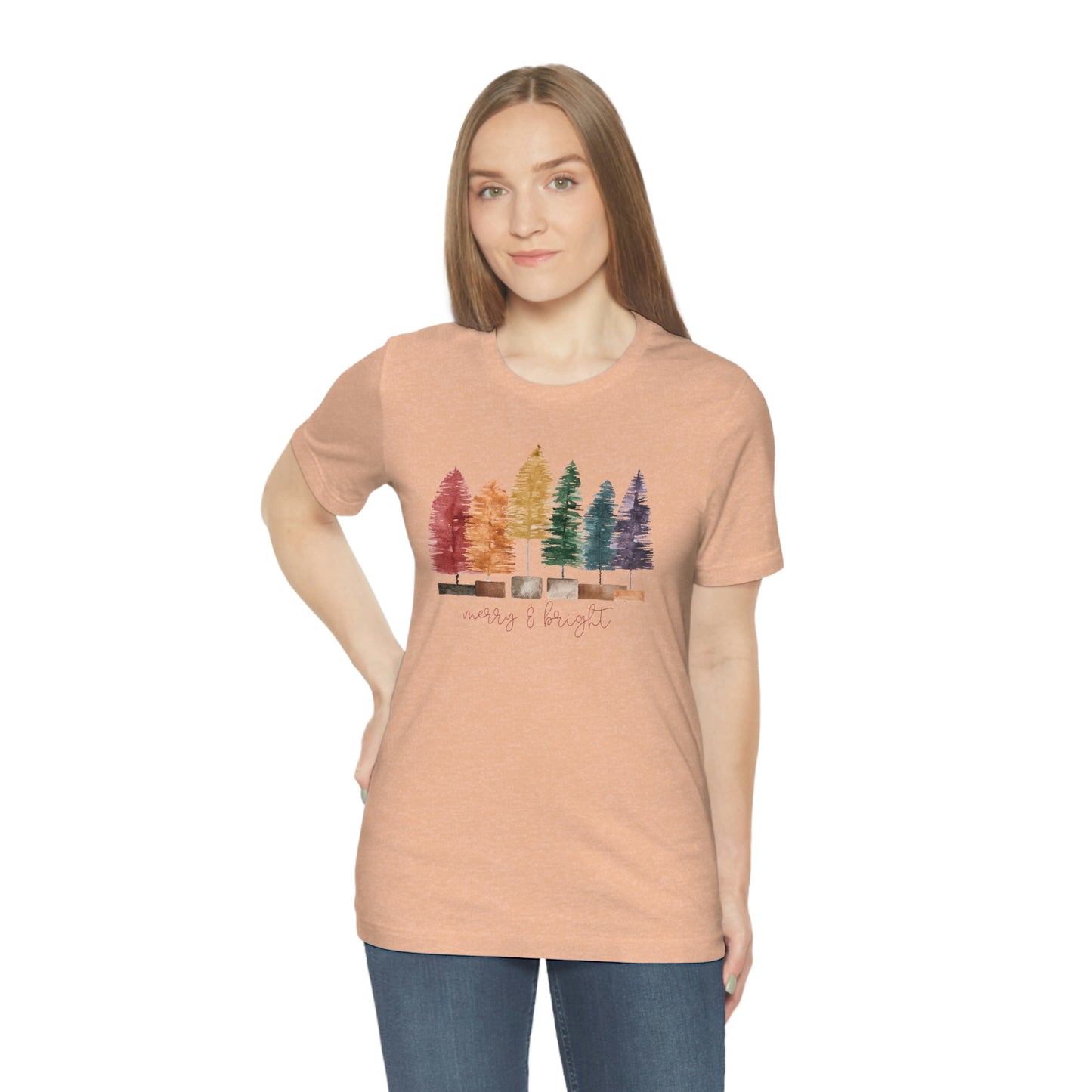 Christmas bottle brush trees Unisex Jersey Short Sleeve Tee