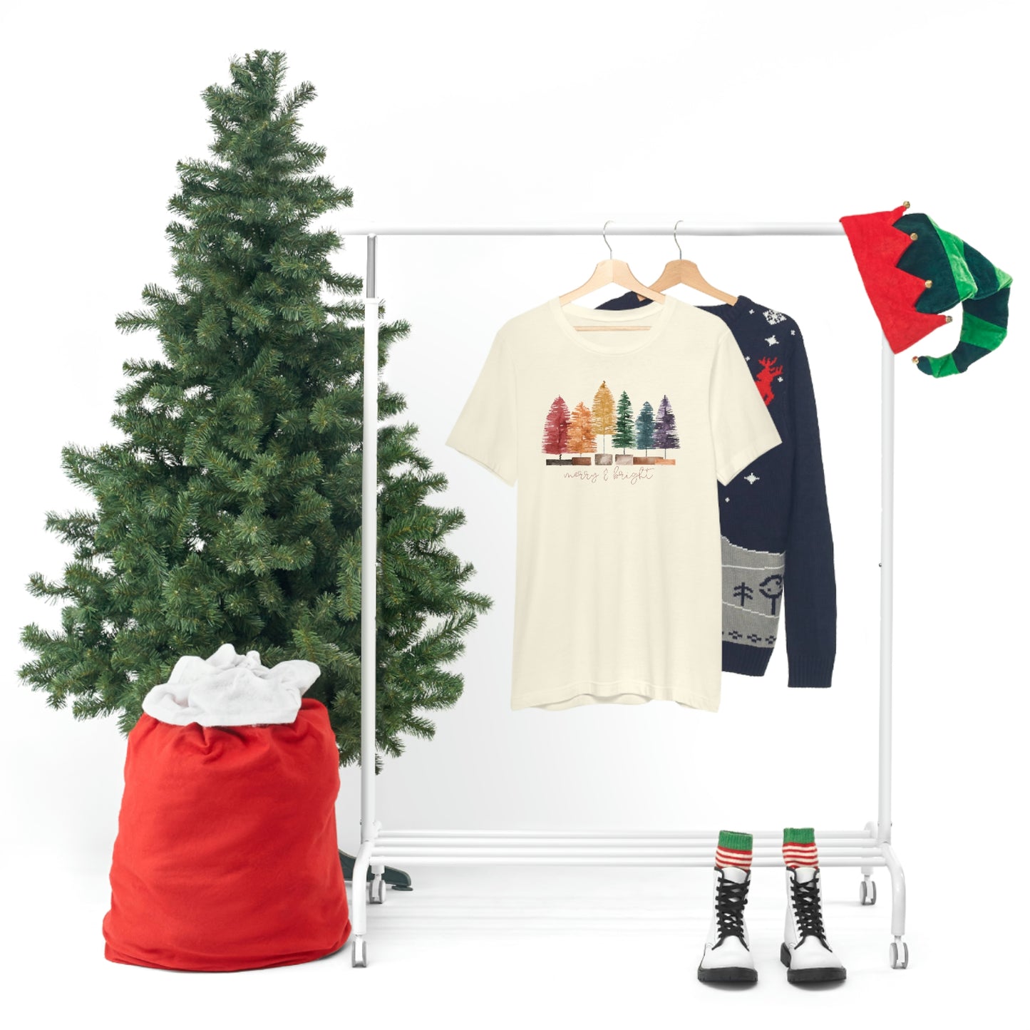 Christmas bottle brush trees Unisex Jersey Short Sleeve Tee