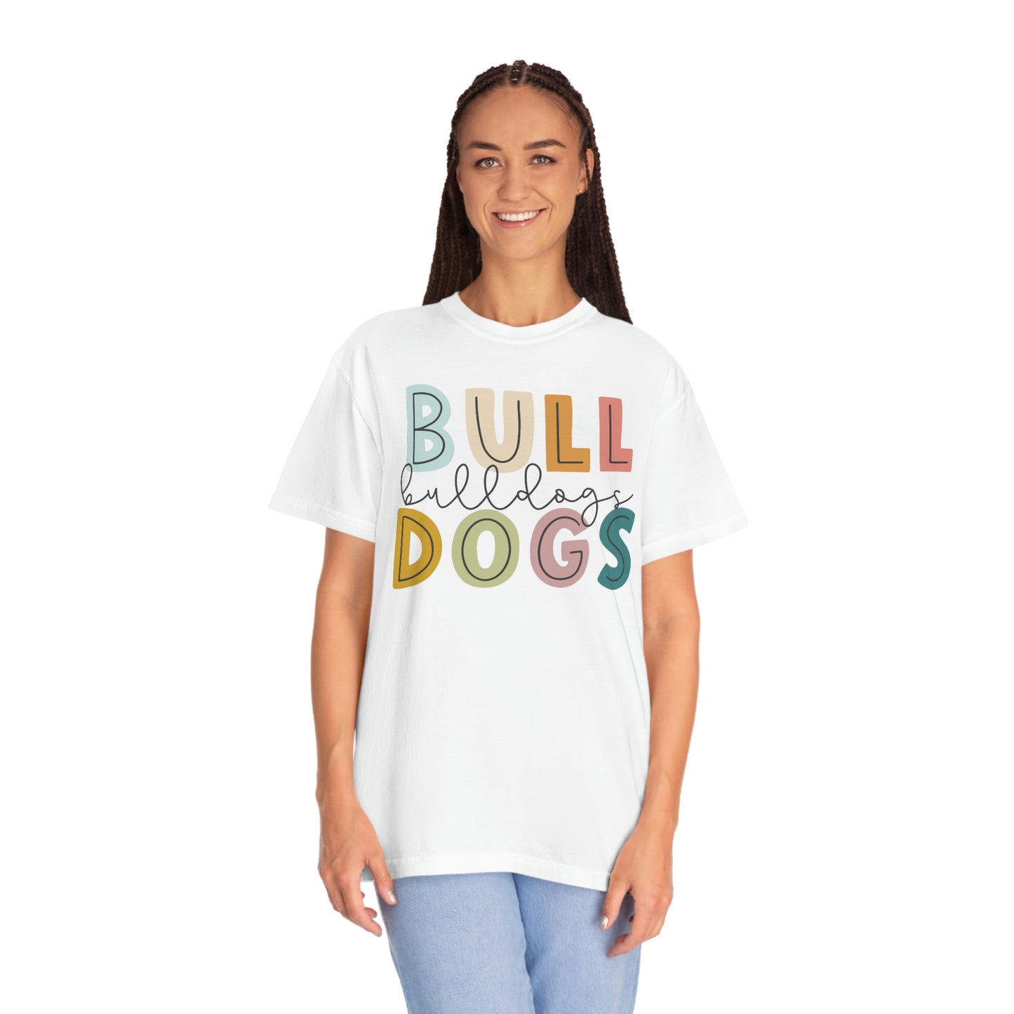 Bulldogs Colorful Spirit Wear Comfort Colors 1717 Unisex Garment-Dyed T-shirt