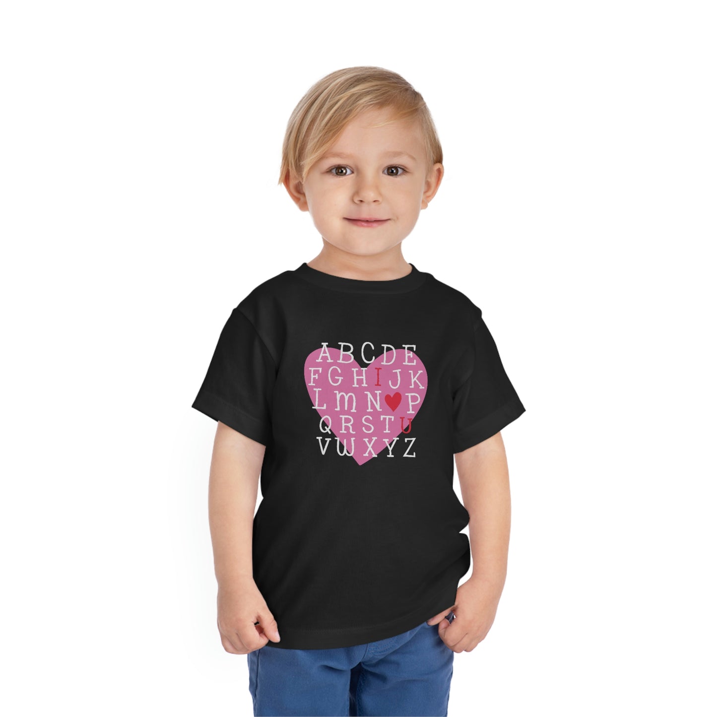 Alphabet Valentine's Shirt Bella+Canvas 3001T Toddler Short Sleeve Tee