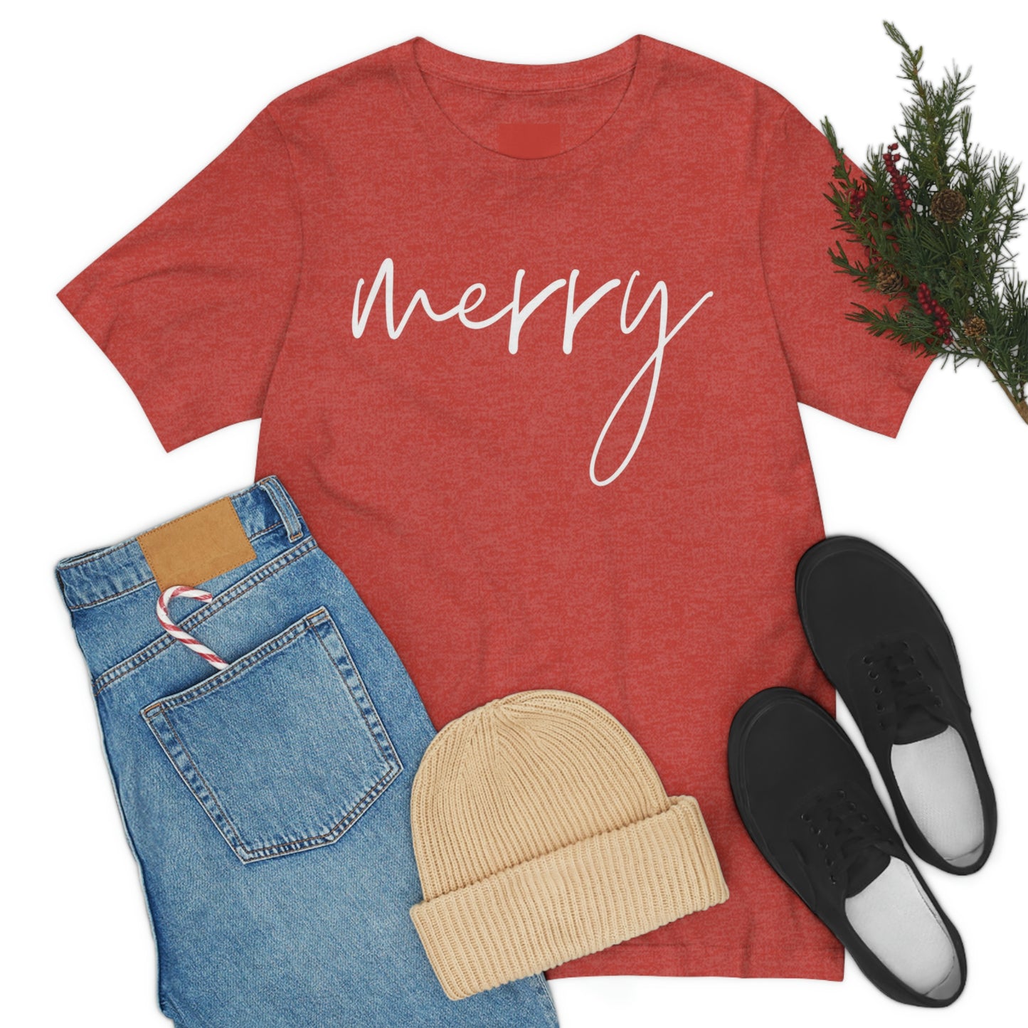 Bella+Canvas Merry Unisex Christmas Short Sleeve Tee