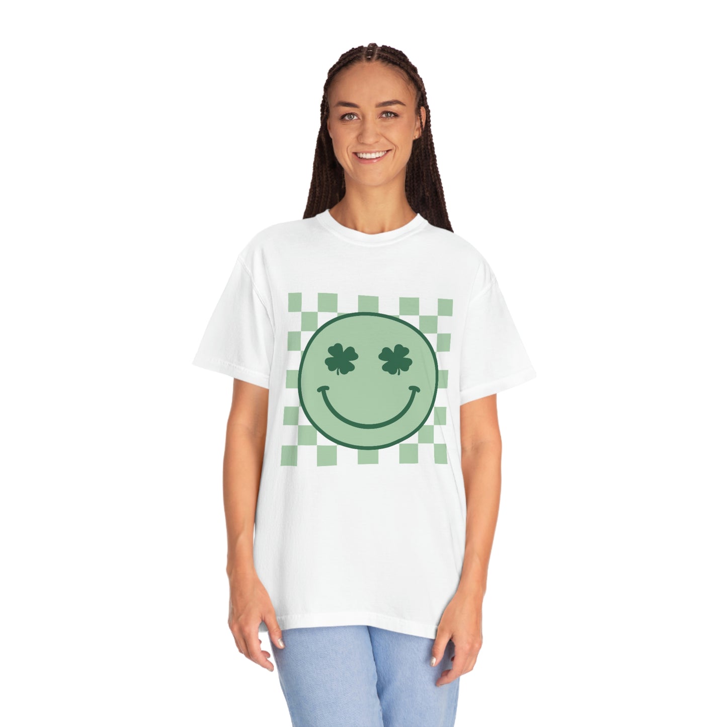 St. Patrick's Day Smiley Face Comfort Colors 1717 Unisex Garment-Dyed T-shirt