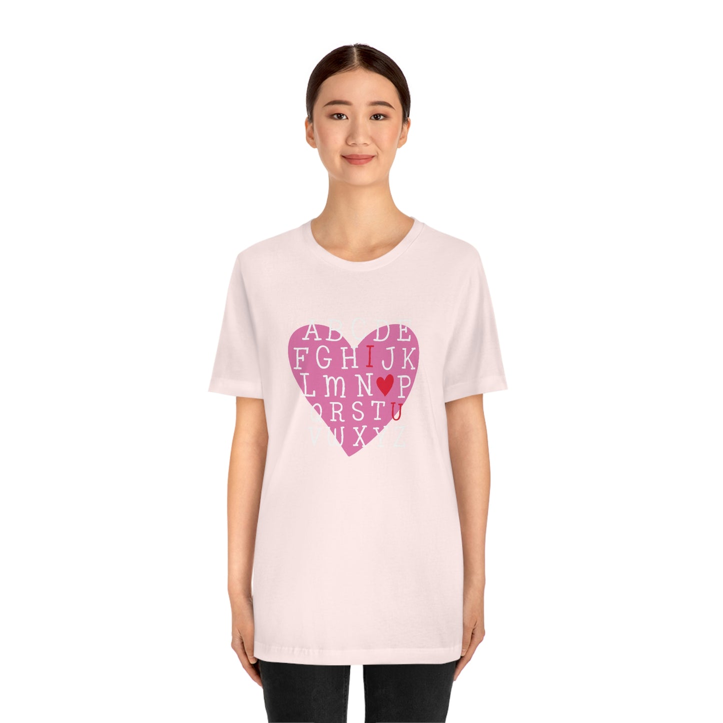 Alphabet Valentine's Day Bella+Canvas 3001 Unisex Jersey Short Sleeve Tee