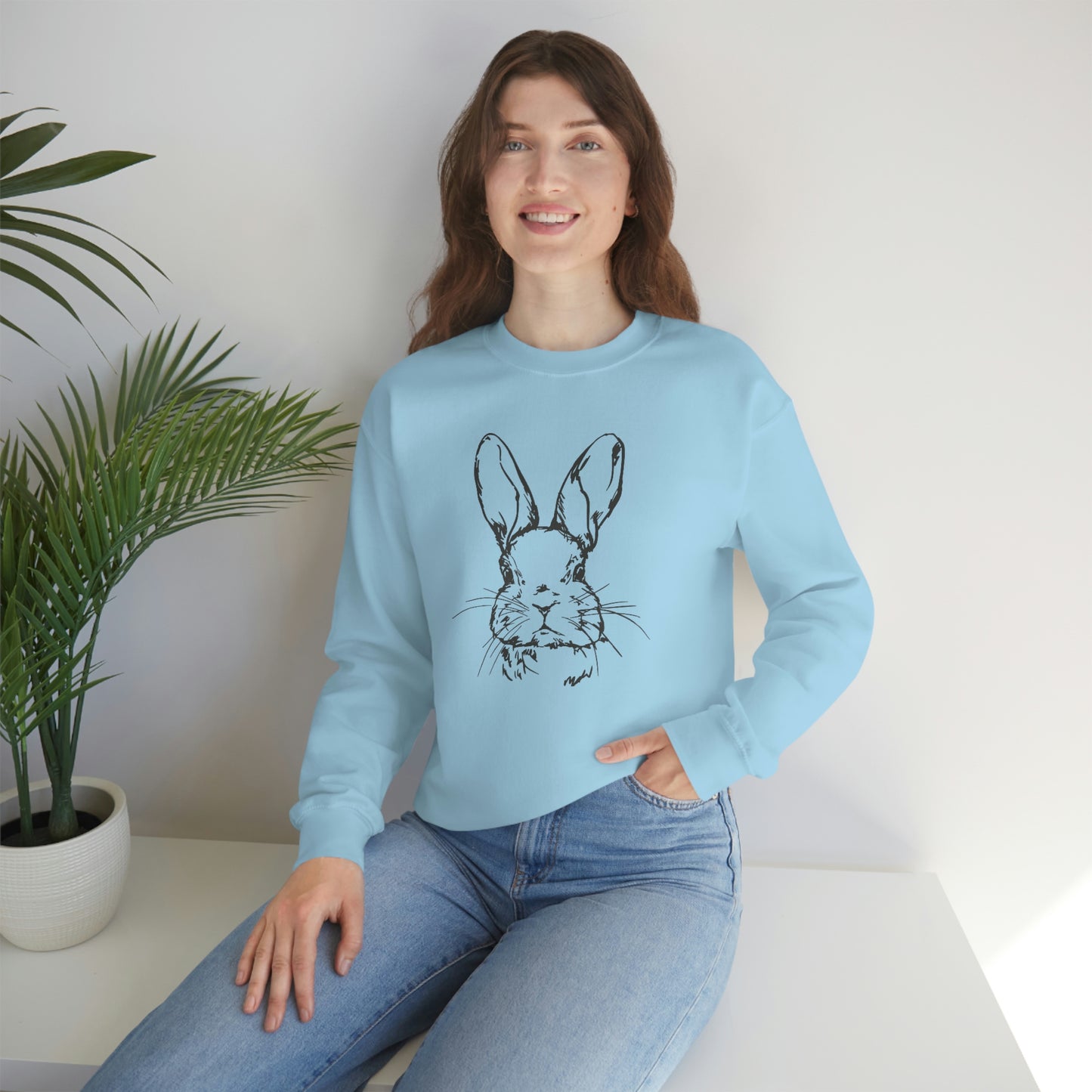 Happy Easter Spring Bunny Gildan 18000 Unisex Heavy Blend Crewneck Sweatshirt