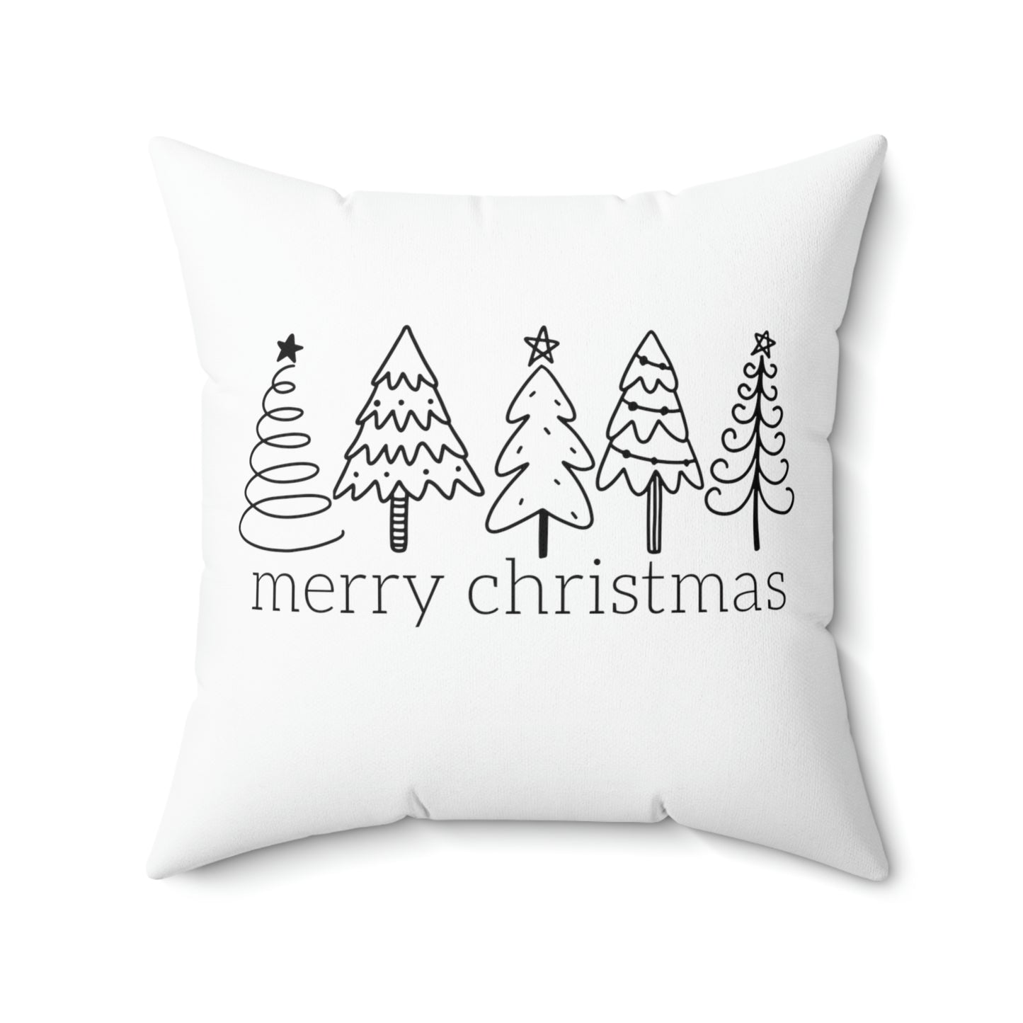 Merry Christmas Tree Spun Polyester Square Pillow Case