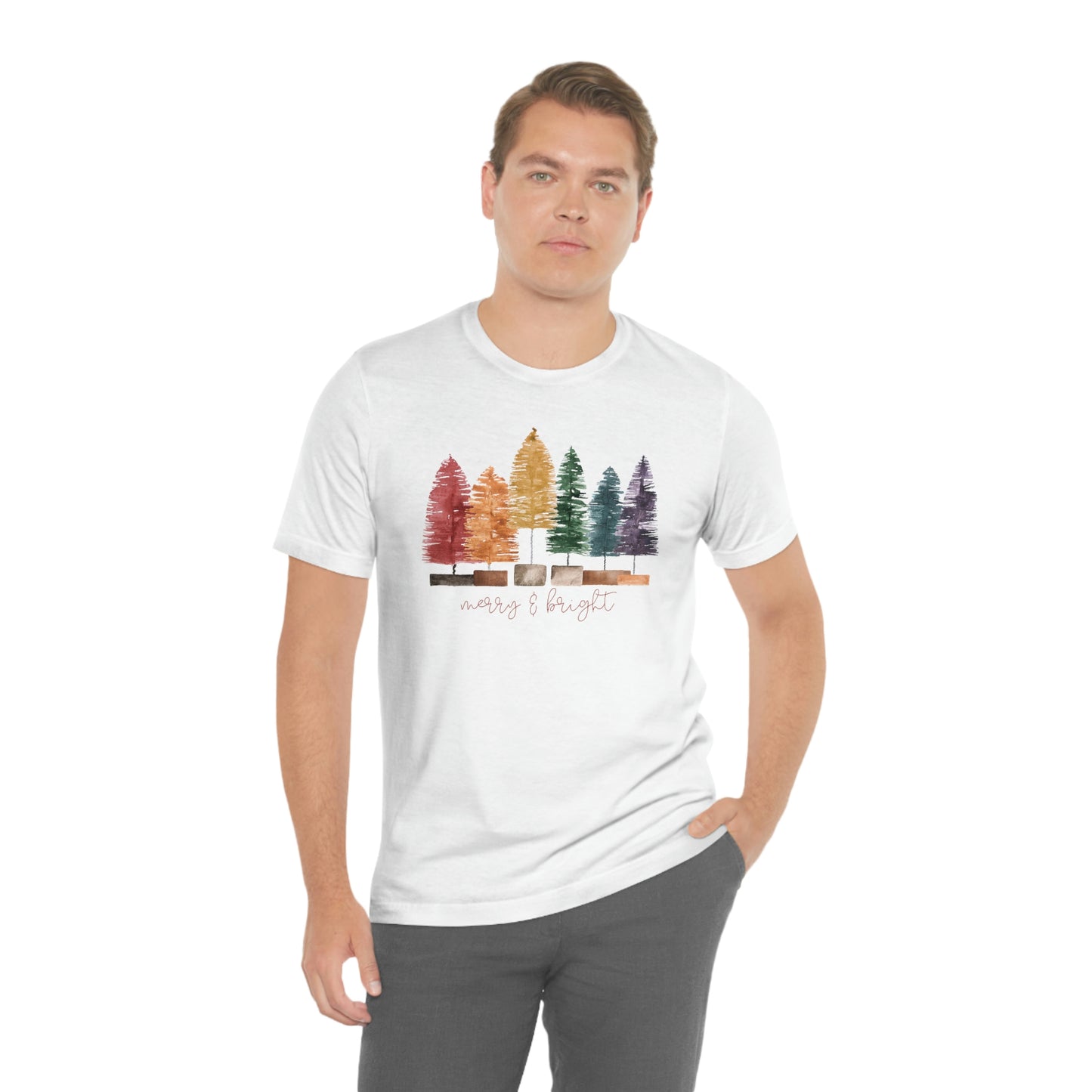 Christmas bottle brush trees Unisex Jersey Short Sleeve Tee