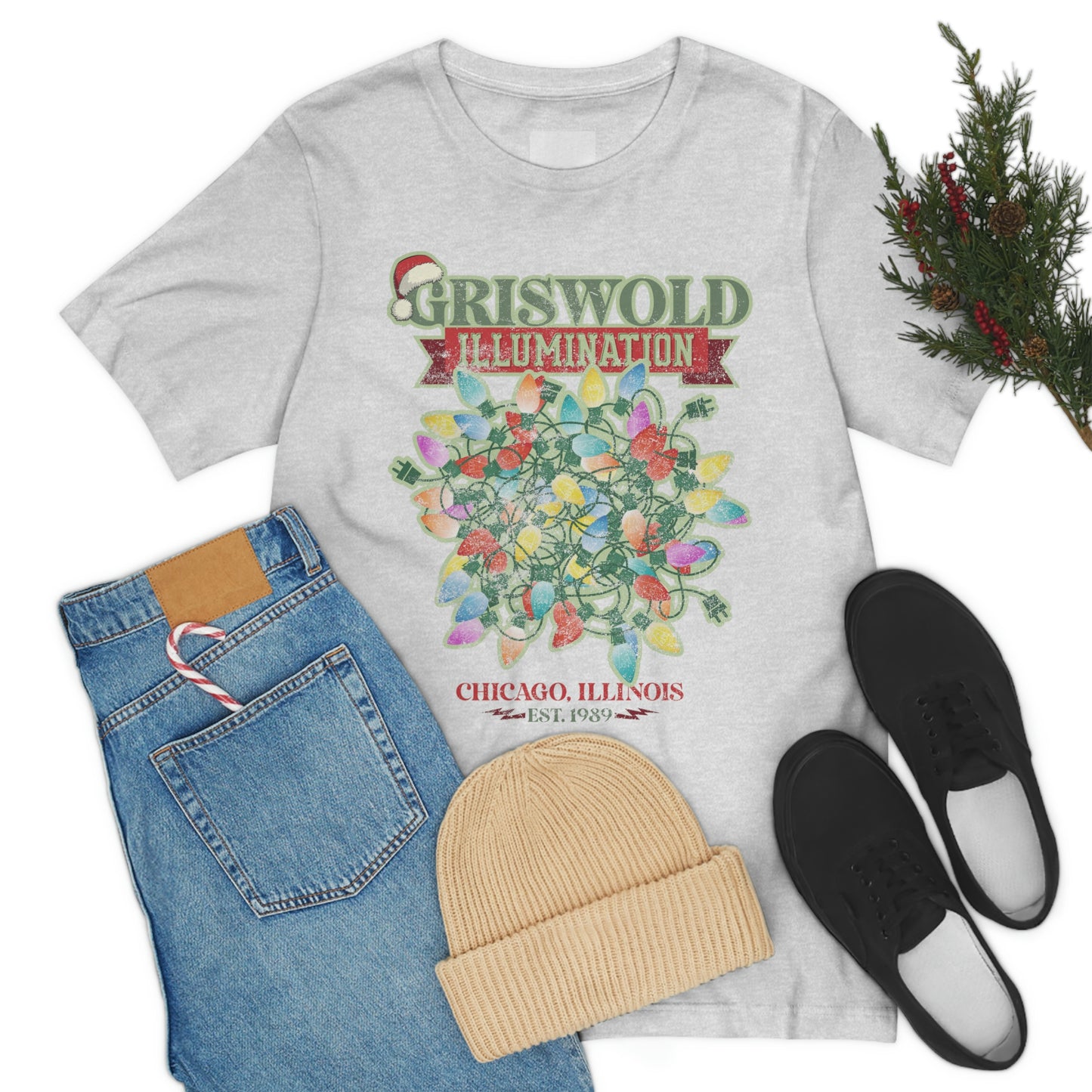 Griswold Illuminations Comfort Colors Christmas Unisex Jersey Short Sleeve Tee