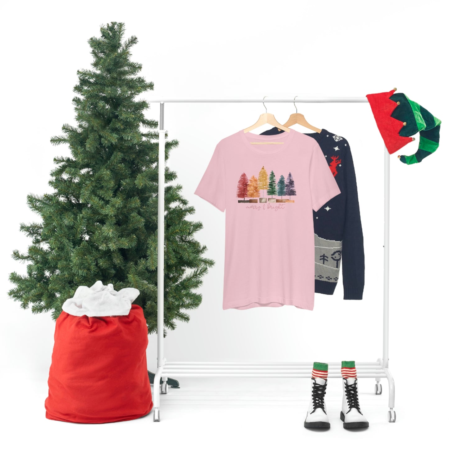 Christmas bottle brush trees Unisex Jersey Short Sleeve Tee