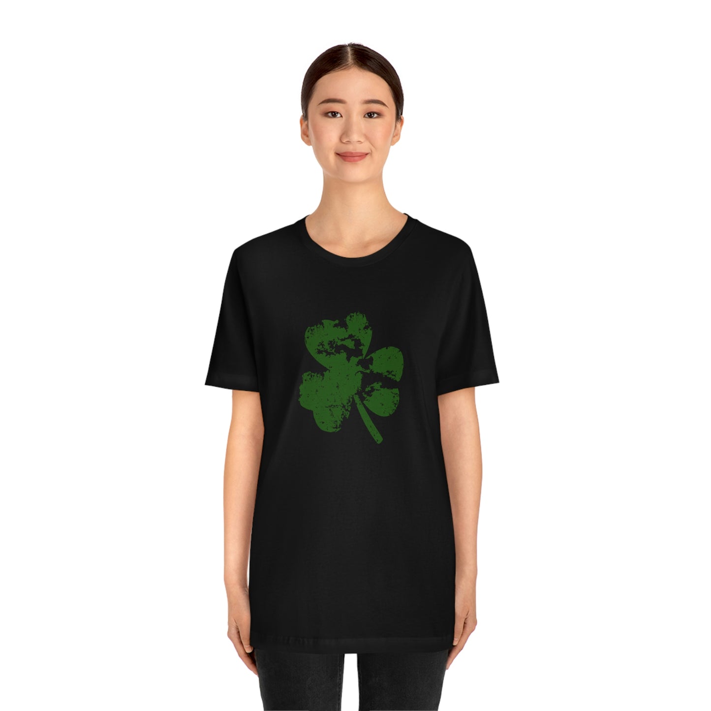 St. Patrick's Day Distressed Shamrock Bella+Canvas 3001 Unisex Jersey Short Sleeve Tee